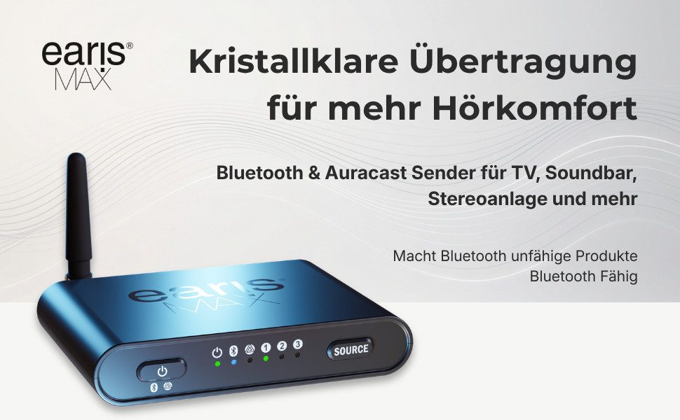 HUMANTECHNIK Bluetooth®-Sender earis MAX Bluetooth Sender, Bluetooth Auracast Broadcasting