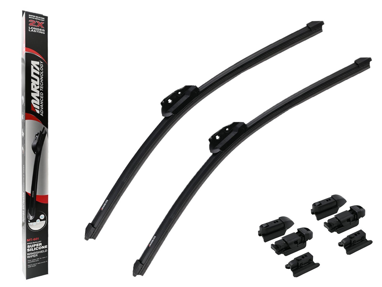 MARUTA Scheibenwischblätter FLAT WIPER SILICONE - Cross Platform, Frontscheibe, (Lotus Perl-Effekt Scheibenwischer SET 525mm / 525mm, universal, vorne, 525 mm - 525 mm), Lotus Perl-Effekt Scheibenwischer SET 525mm / 525mm, universal, vorne