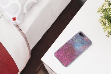 MuchoWow Handyhülle Rosa - Glitzer - Abstrakt - Design - Blau, Handyhülle Apple iPhone 7, Smartphone-Bumper, Print, Handy Schutzhülle