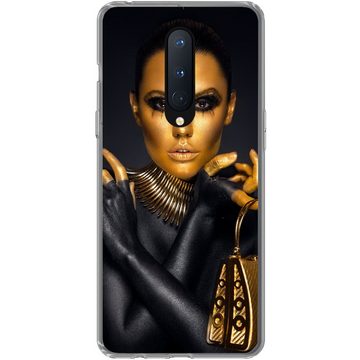 MuchoWow Handyhülle Make-up - Tasche - Gold - Luxus - Frau, Phone Case, Handyhülle OnePlus 8, Silikon, Schutzhülle