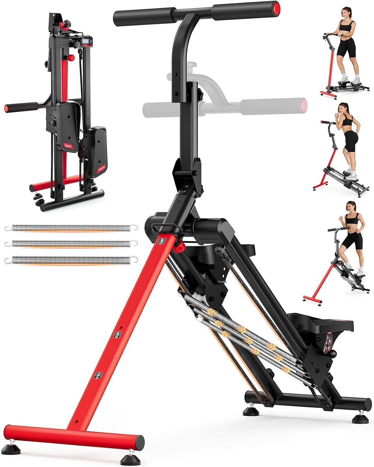 Dripex Stepper Stair Stepper für Zuhause, 3 Modi,Faltbar, Stairmaster mit Haltegriff, 90% Vormontiert, Dual-Dreieck-Stahlrahmen, Große Pedale, LCD-Display