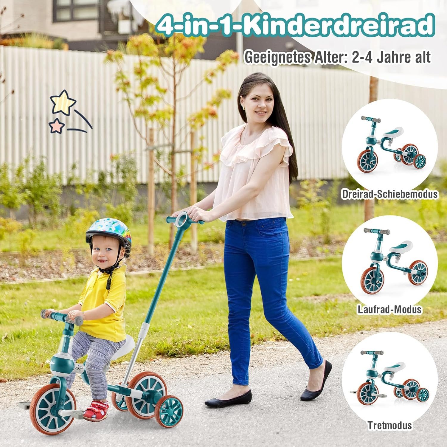 KOMFOTTEU Dreirad Kinder Balance Fahrrad, 4-Rad-Laufrad günstig online kaufen