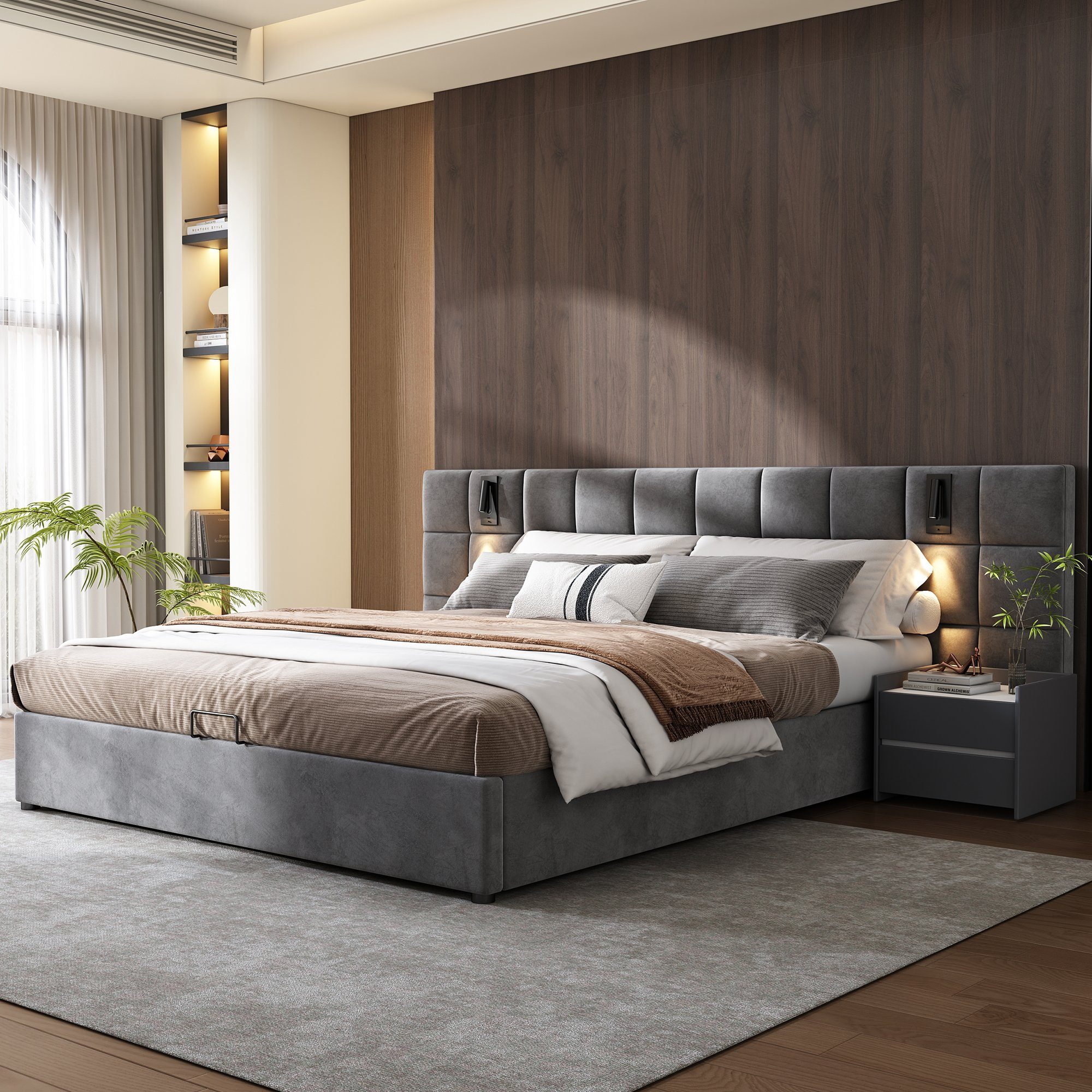 OKWISH Polsterbett Doppelbett Jugendbett Bett Stauraumbett günstig online kaufen