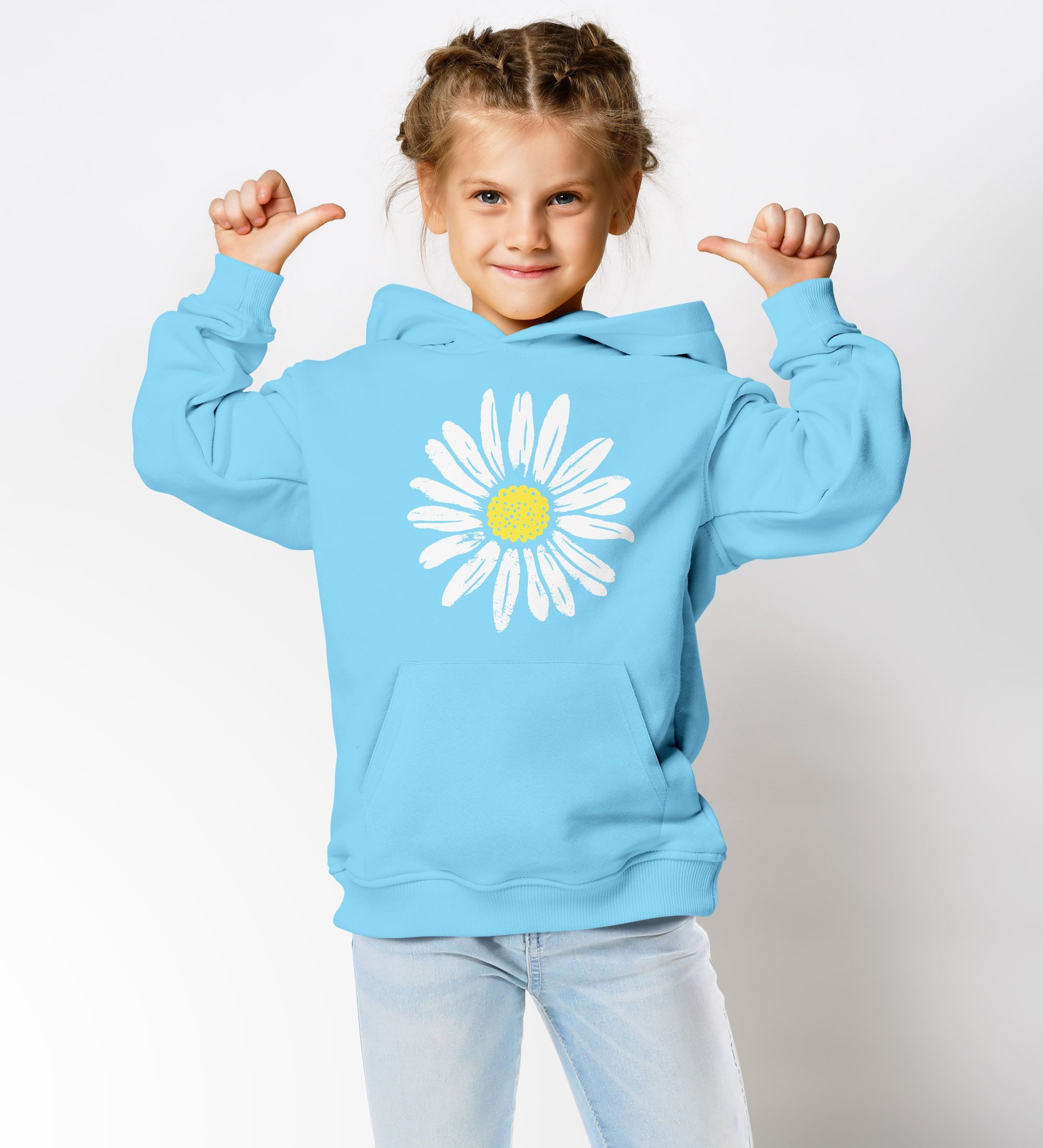 Neverless Hoodie Kinder Hoodie Mädchen Blumen Aufdruck Kapuzenpullover Sweatshirt – Bild 5 von 5