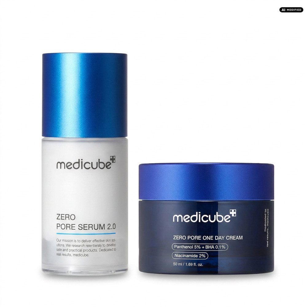 Medicube Gesichtsserum Medicube Zero Pore Serum und One Day Cream Pflege Duo, Porenverfeinernde Pflegekombination für die tägliche Routine