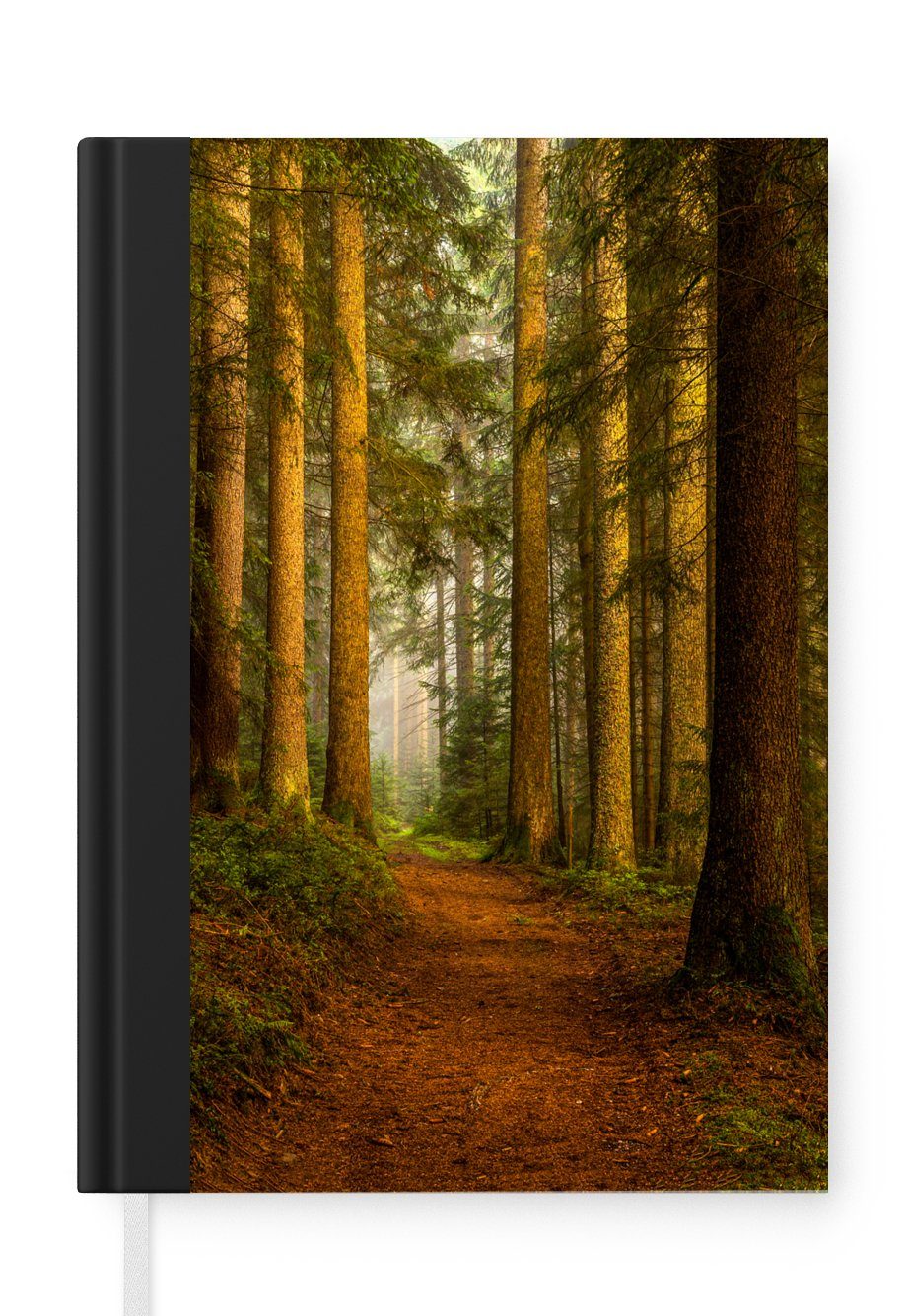 MuchoWow Notizbuch Wald - Natur - Bäume - Landschaft - Laub, Journal, Merkzettel, Tagebuch, Notizheft, A5, 98 Seiten, Haushaltsbuch