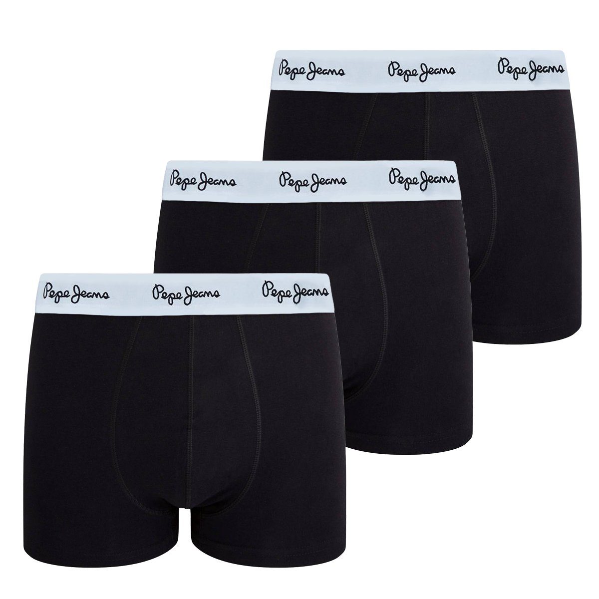 - Herren Boxershorts, ISSAC, Boxer Pack Pepe 3er Trunks Jeans Schwarz