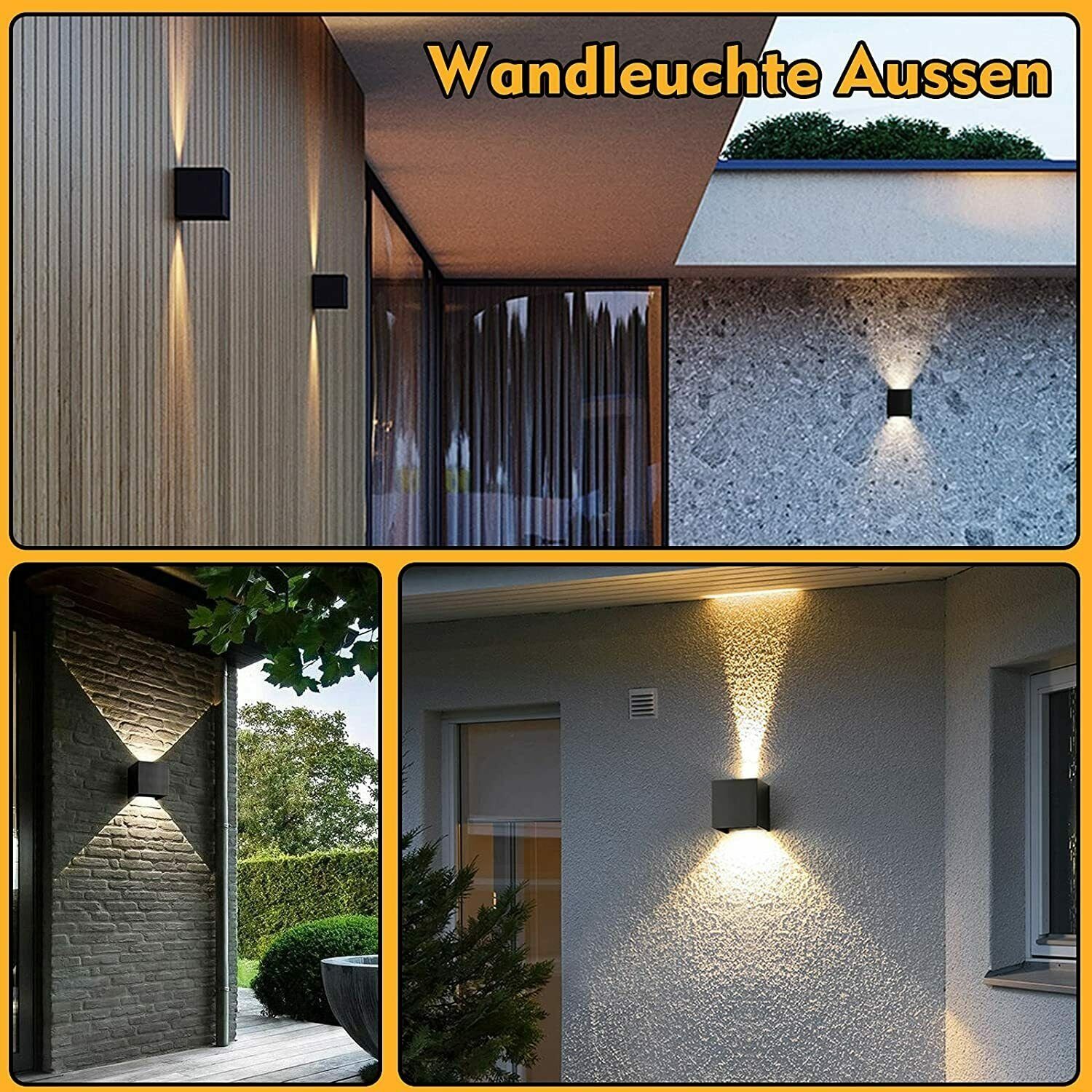 7W Einstellbarer, Stück Warmweiß Wandleuchten Wasserdichte Innen/Außen ohne Auf 3000K fest IP65 Außenwandleuchte ab integriert, Wandleuchte LED & oyajia LED Innen Bewegungssensor 2 LED Wandlampe