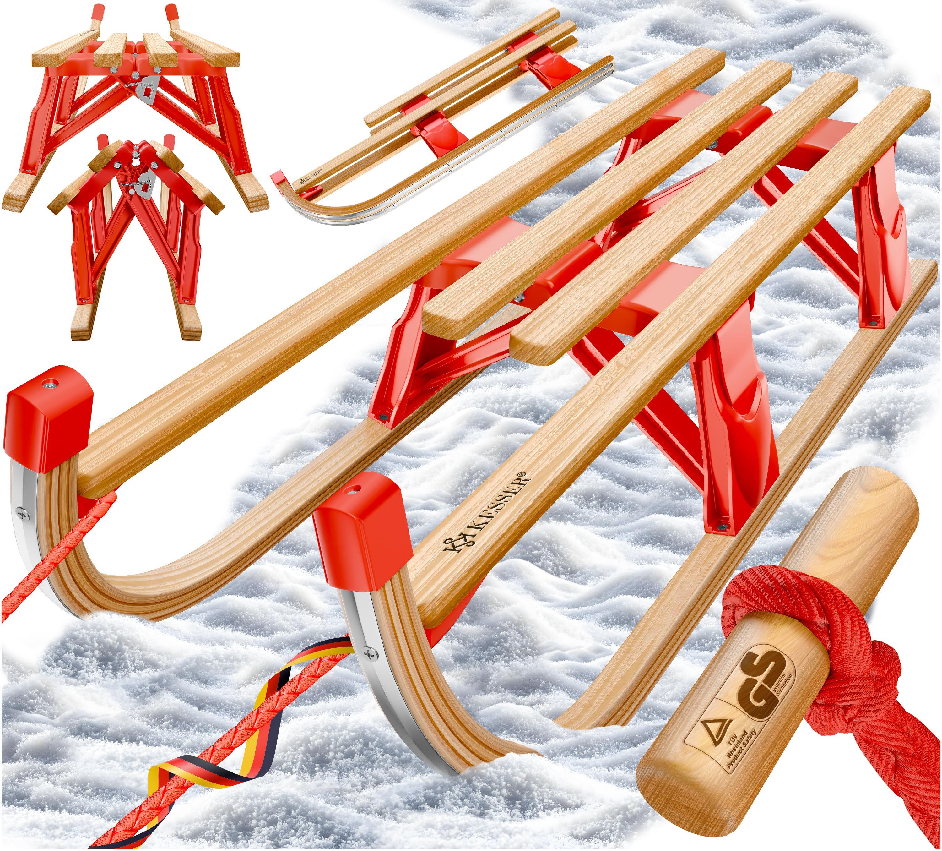 KESSER Санки, Деревянные санки Premium Kinderschlitten Faltschlitten max. bis 120kg