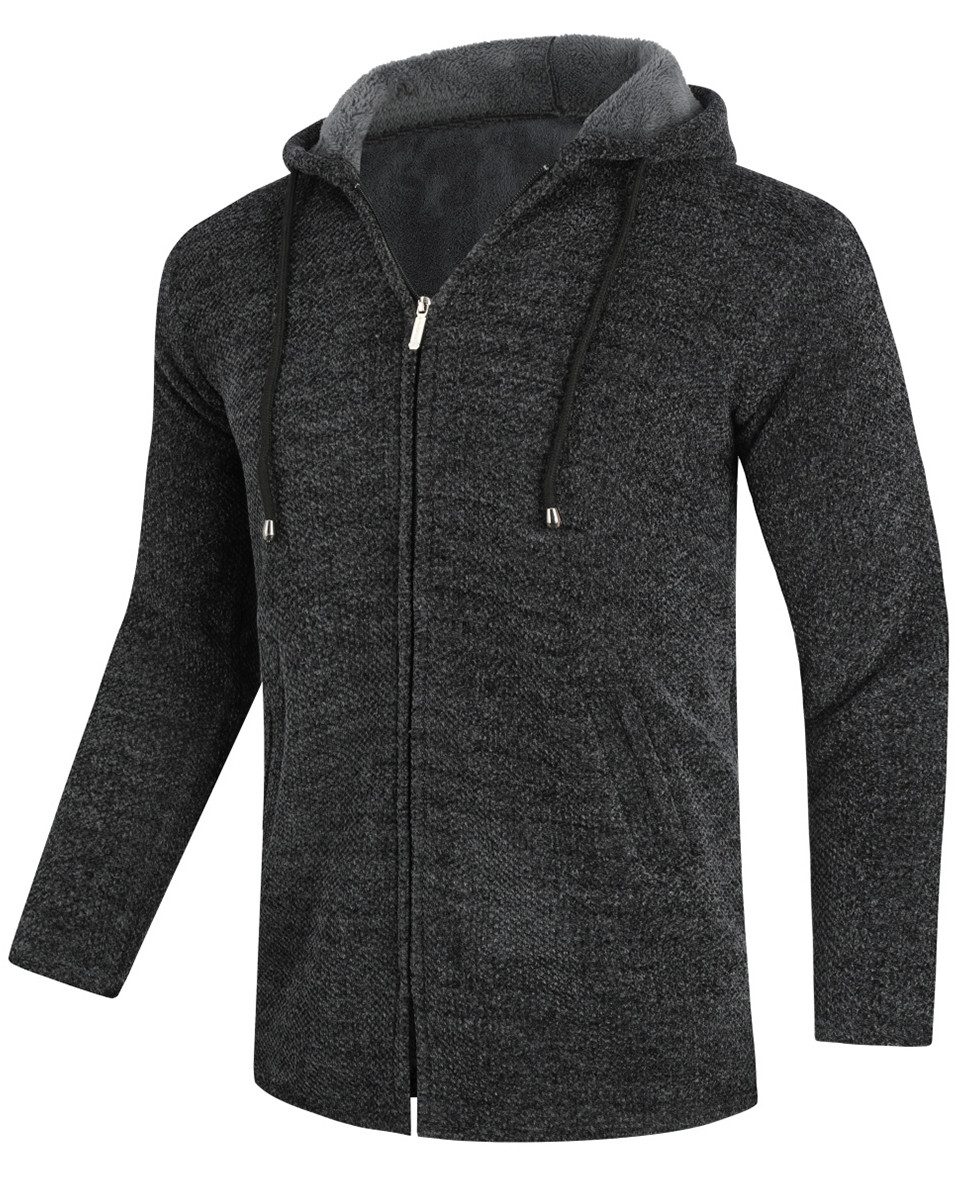 Allthemen Cardigan Herren Strickjacke mit Kapuze Lang Gefüttert Grobstrick günstig online kaufen