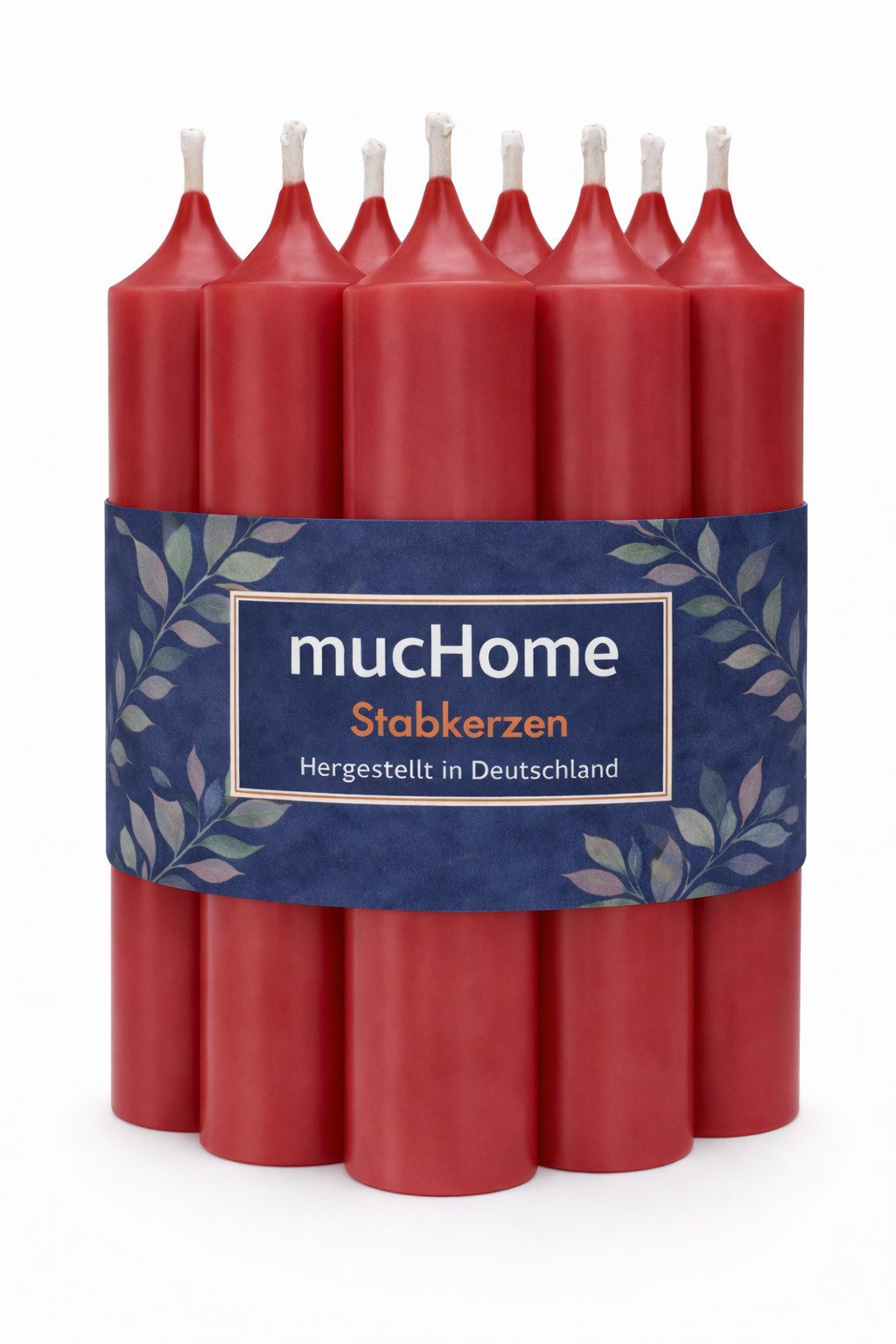 mucHome Stumpenkerze Stabkerzen 8er Set Made in Germany Ø 2,2 x 11 cm durchgefärbte