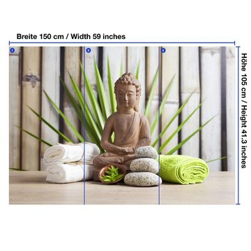 wandmotiv24 Fototapete Buddha und sauna, glatt, Wandtapete, Motivtapete, matt, Vliestapete