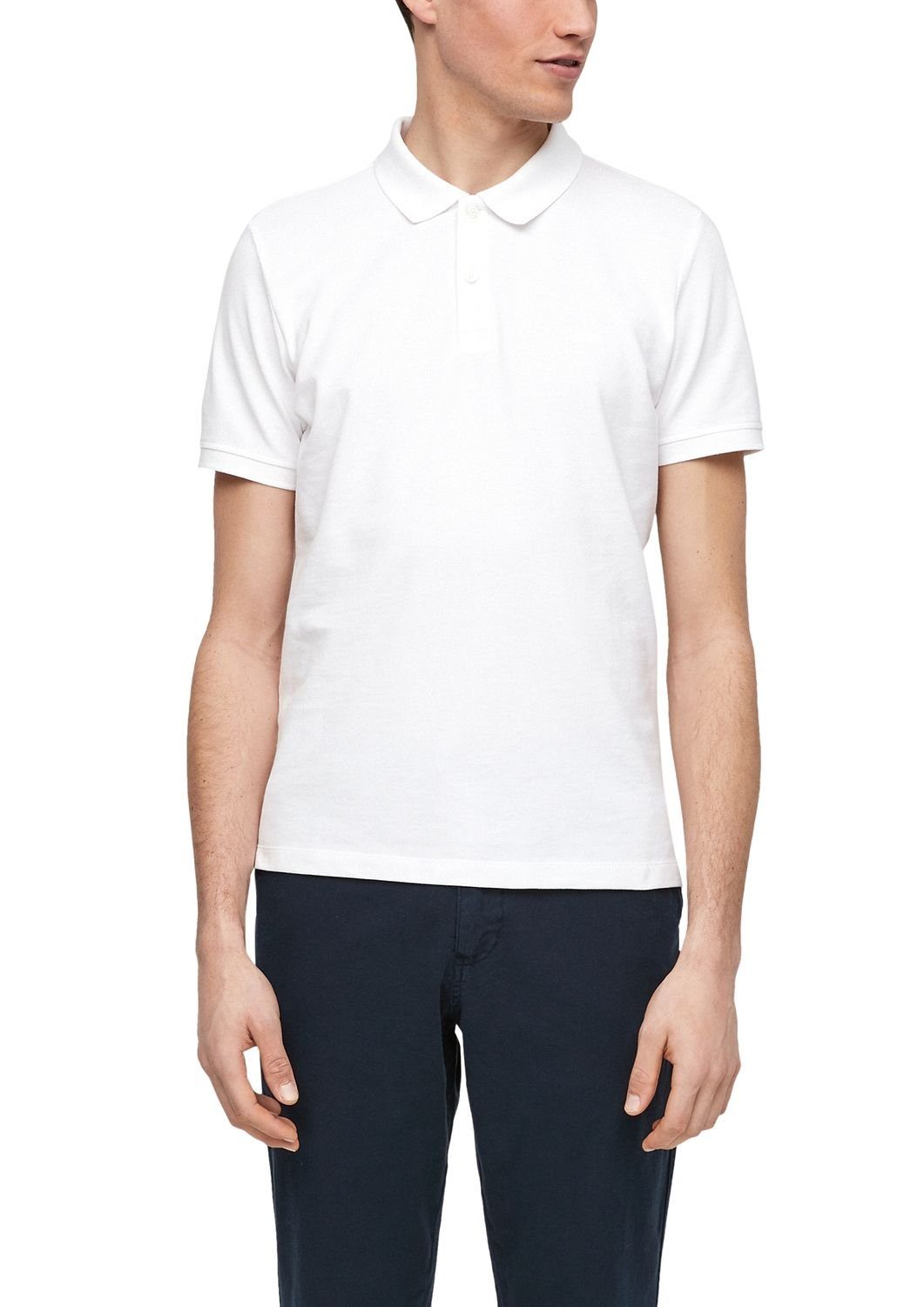 s.Oliver Poloshirt (1-tlg) Poloshirt mit Logostickerei Weiß