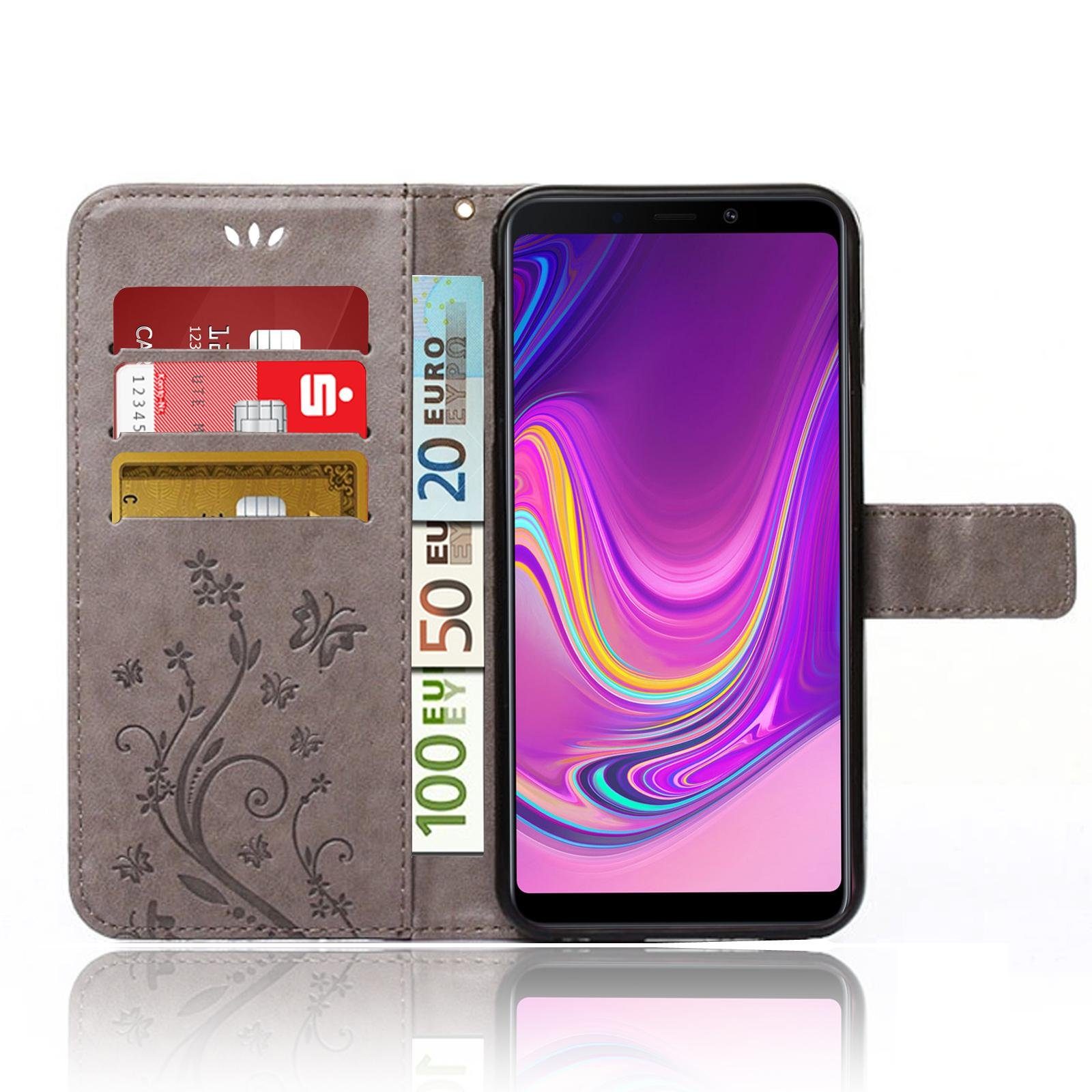 Numerva Handyhülle Bookstyle Flower für Samsung Galaxy A70, Handy Tasche Schutzhülle Klapphülle Flip Cover mit Blumenmuster