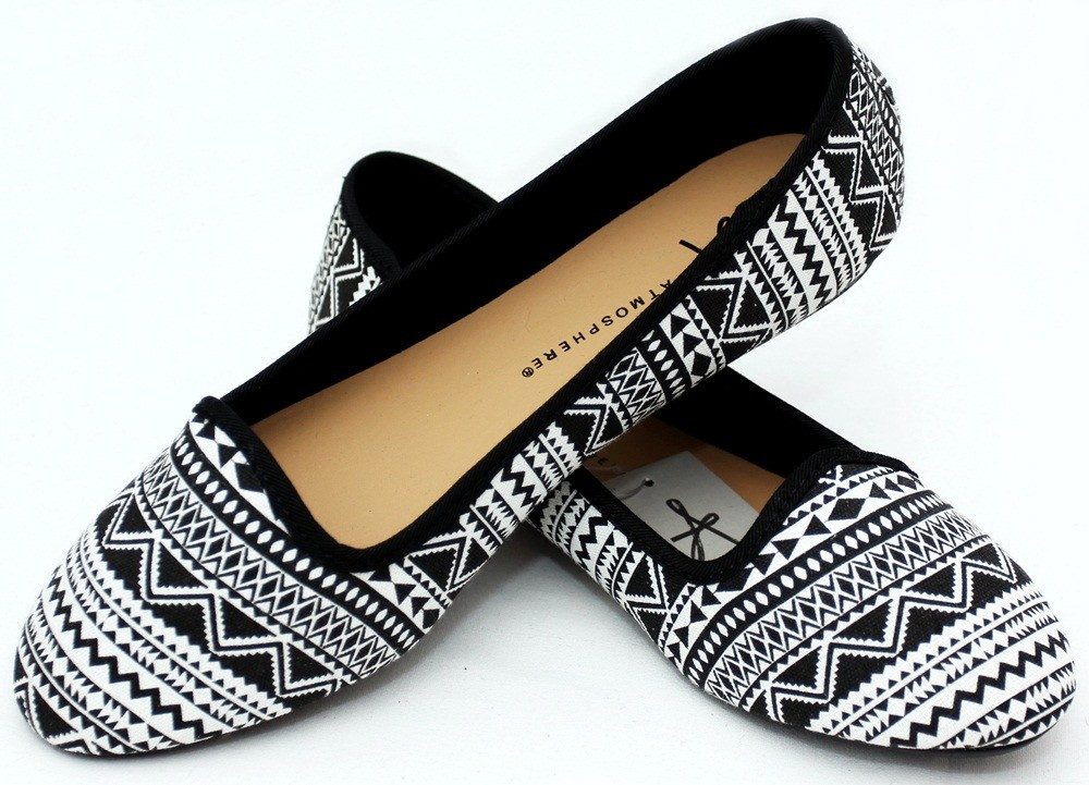 Sarcia.eu Schwarz und weiß - Ballerinas Aztekenmuster 37 EU Ballerina günstig online kaufen