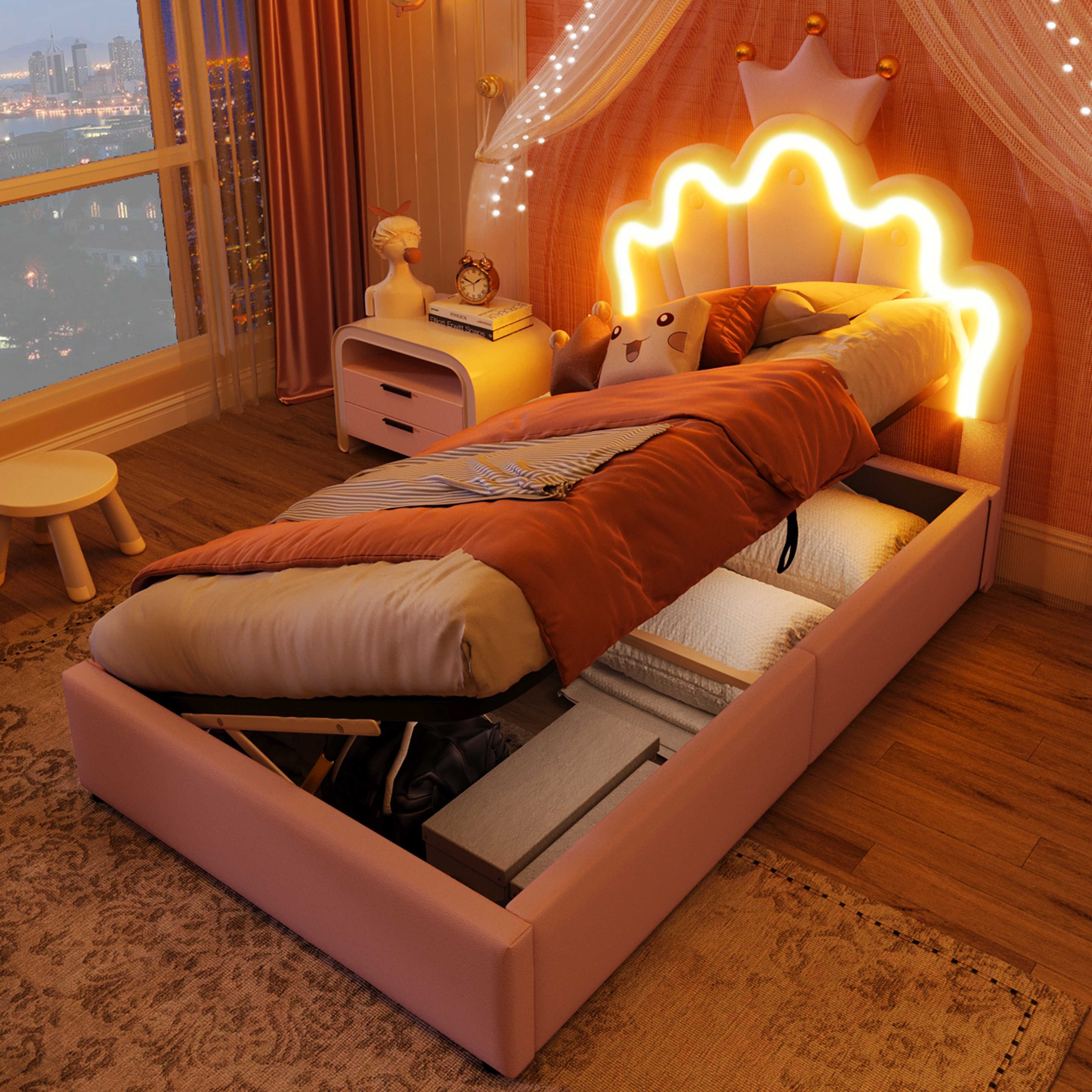 BlingBin Prinzessinbett Kinderbett Einzelbett (1-tlg., Polsterbett günstig online kaufen