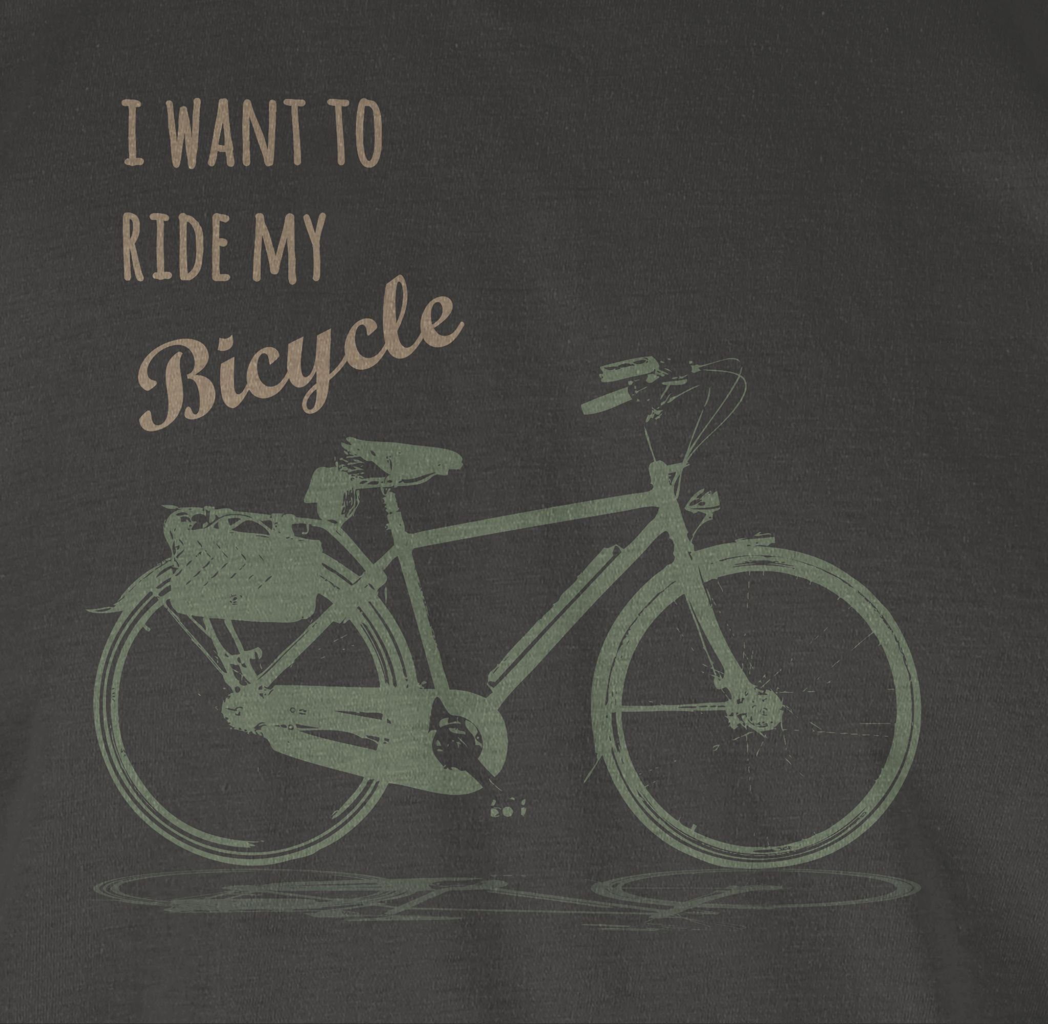 Shirtracer T-Shirt I want to Dunkelgrau Vintage ride my 1 Retro bicycle