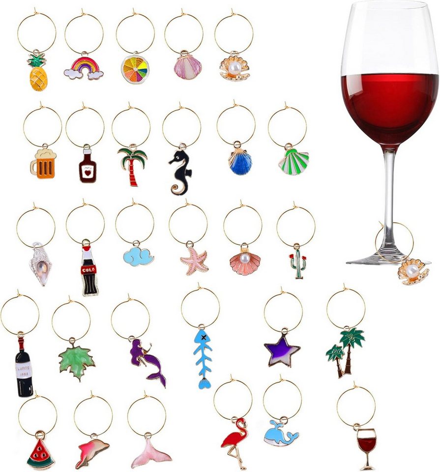 FELIXLEO Bleistift Weinglas Anhänger Glasmarkierer Set mit Tasche, (30-tlg)