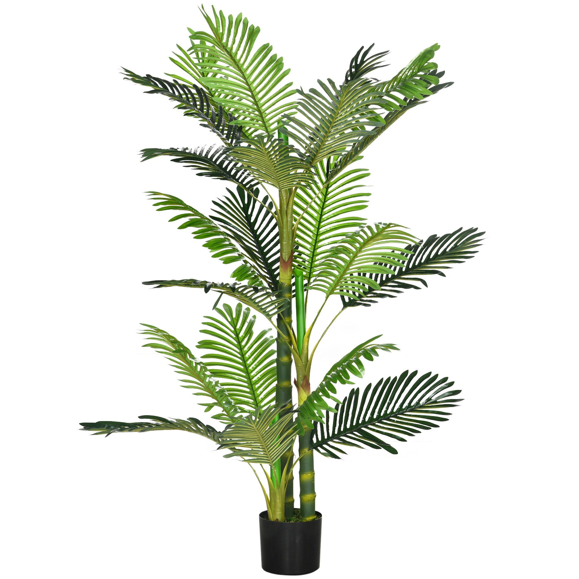 Kunstpflanze Künstliche Palme, mit Zementfüllung, Kunstpalme im Topf, HOMCOM, Höhe 150 cm, Grün 19,5 x 19,5 x 150 cm