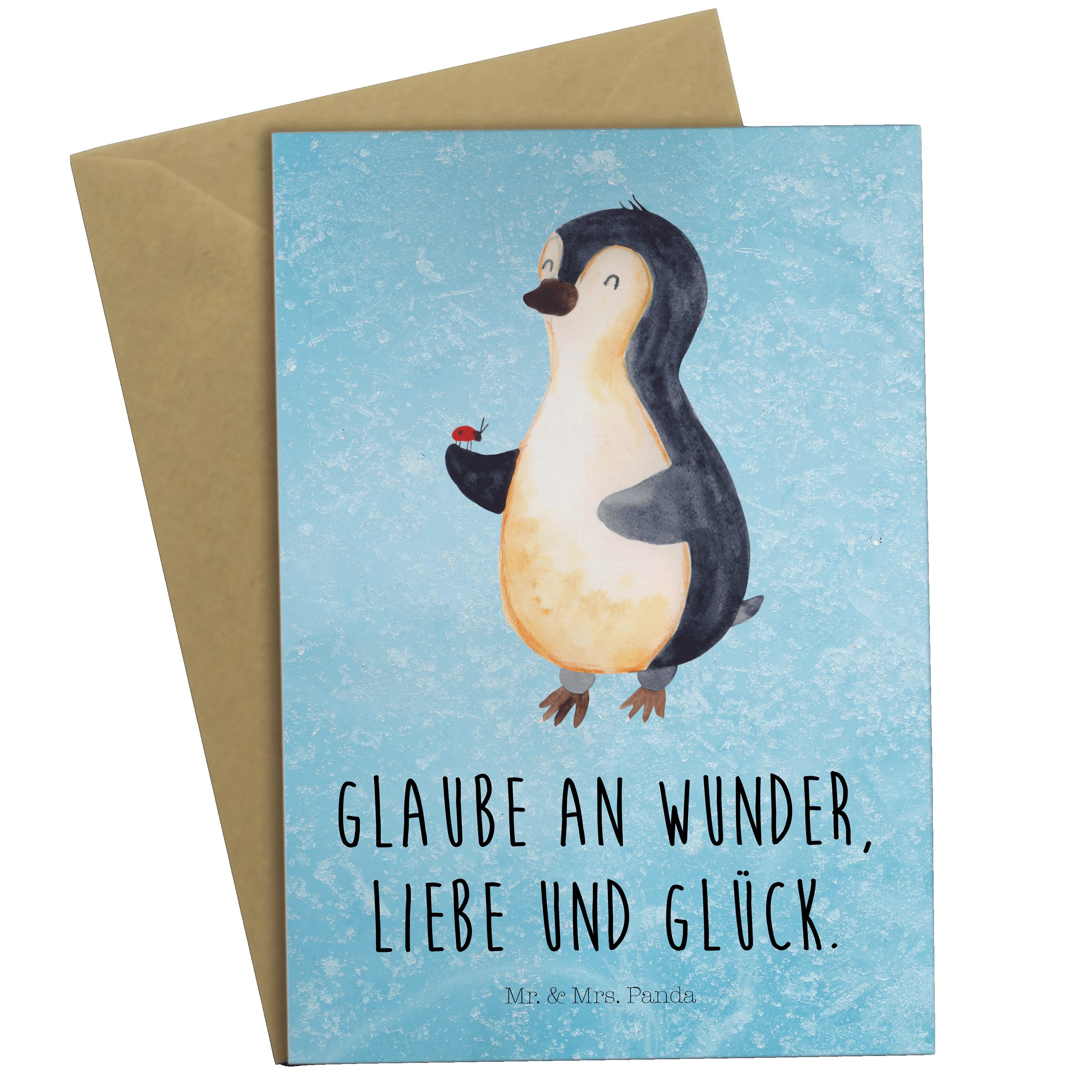 & Eisblau - Pinguin Ei - Glückwunschkarte, Karte, Panda Mr. Marienkäfer Mrs. Grußkarte Geschenk,