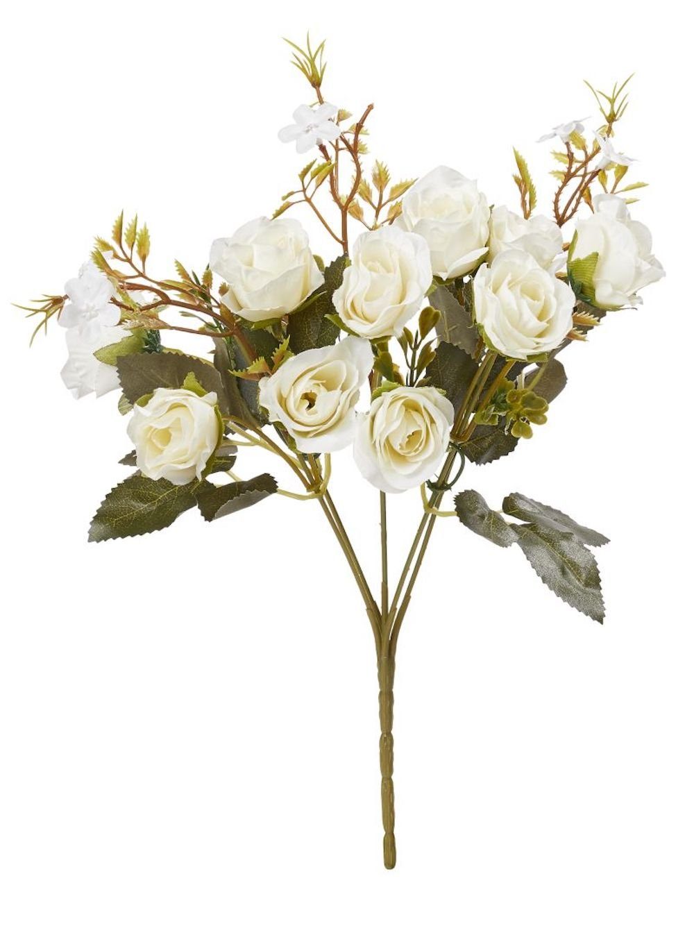 HobbyFun Dekofigur Rosenstrauß, 10 Blüten, ca. 30cm Weiß