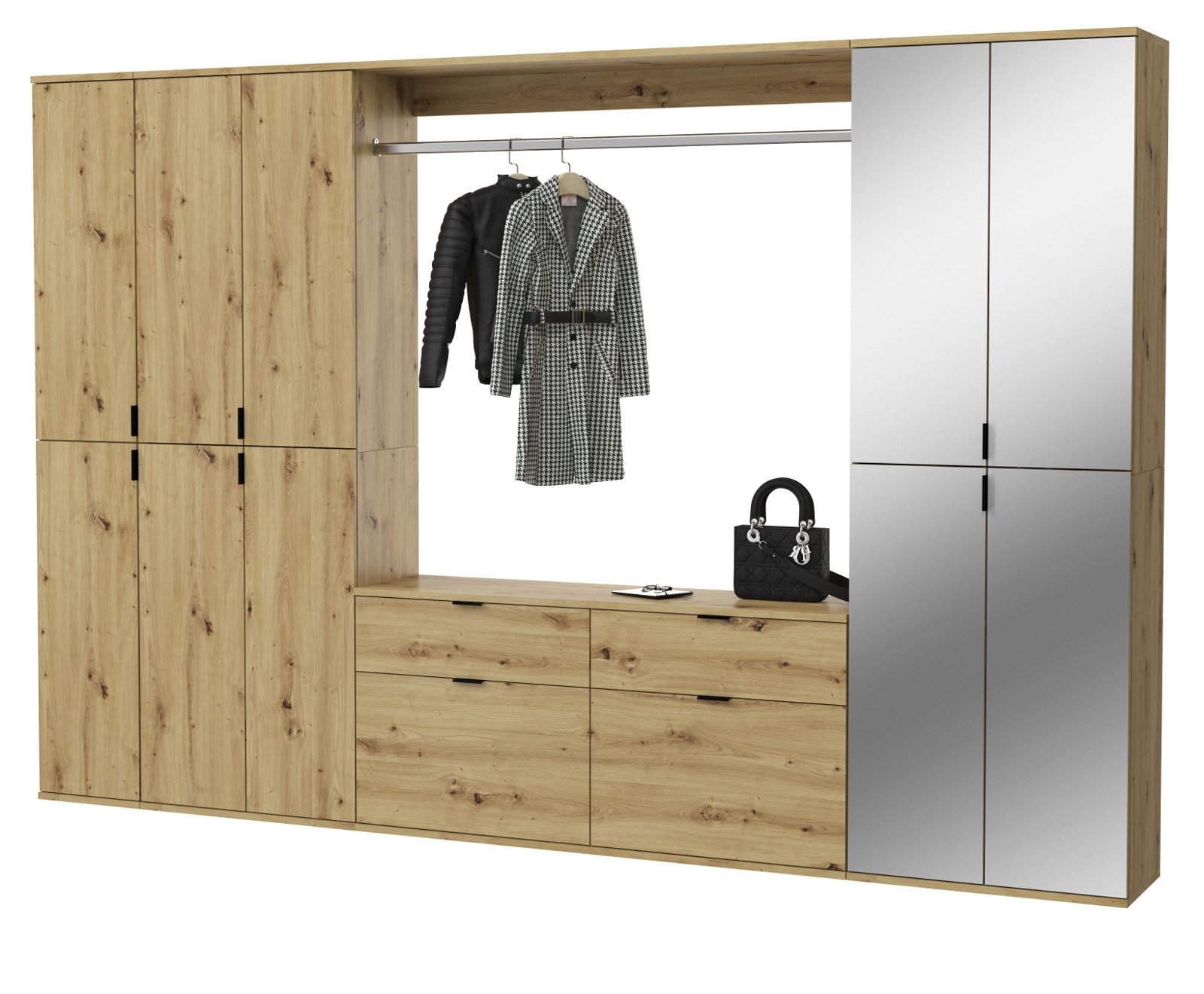 Inn.Furn Garderoben-Set Line-Up, (in Eiche Artisan, Breite 273 cm), mit 30 Fächern