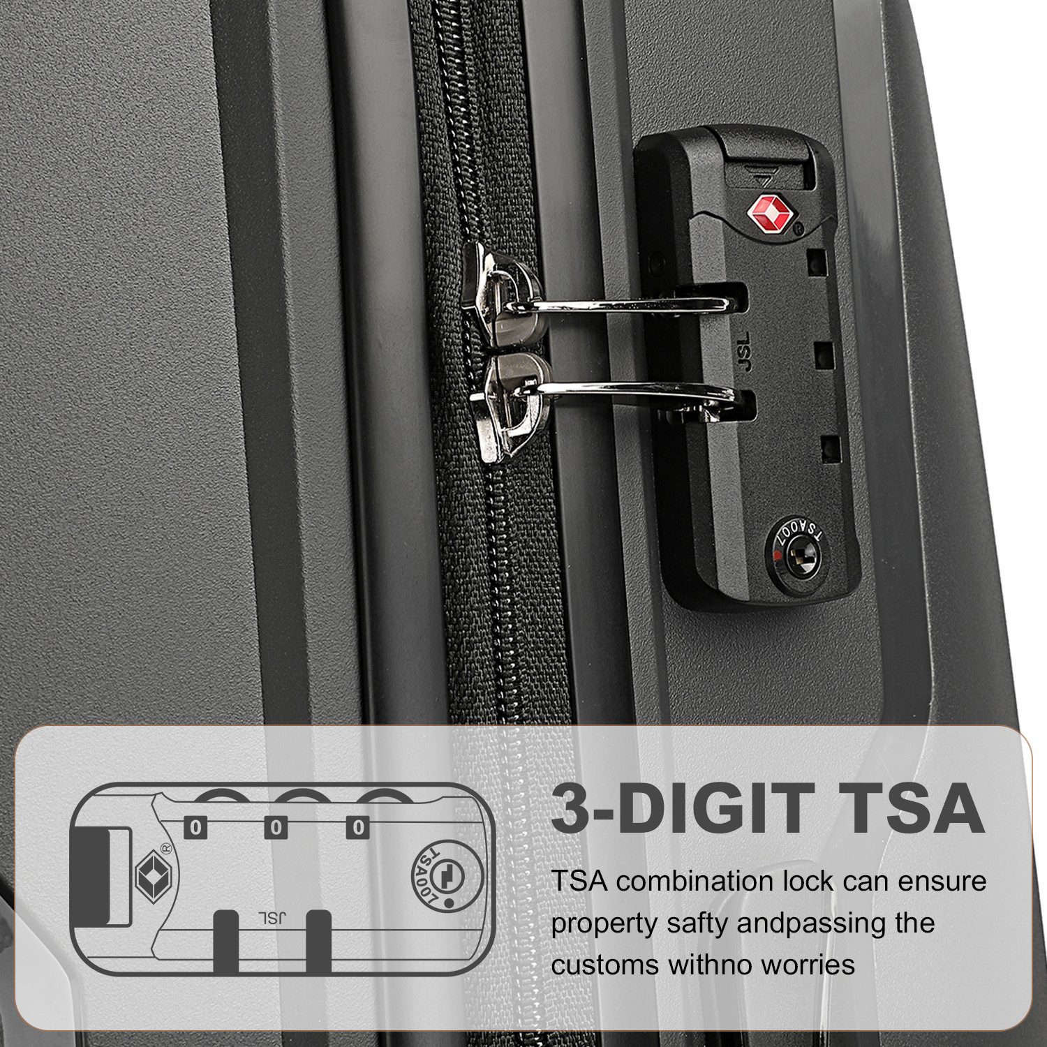 British Traveller Trolleyset 3-teilig Sets Hartschalen-Kofferset (100% PP) mit TSA-Schloss, (3 tlg) – Bild 5 von 5