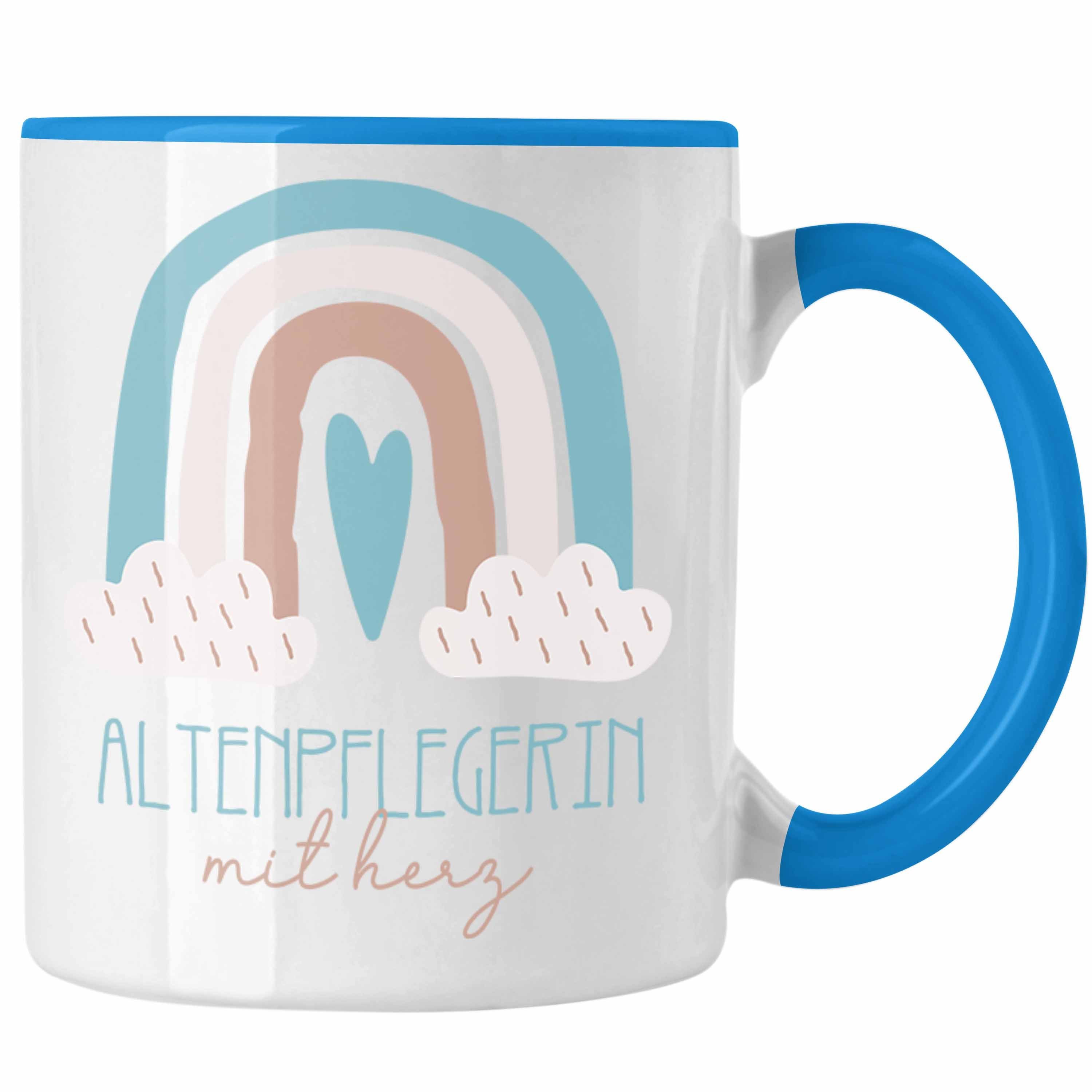 Geschenk für Kaffeetassse Tasse Tasse Geschenkidee Altenpflege Blau Altenp Danke Trendation