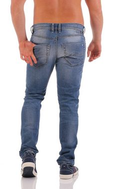 Diesel Stretch-Jeans Herren Tepphar 0842H Blau, Röhrenjeans, 5 Pocket Style, Dezenter Used-Look, Stretch, Größe: W28 L32