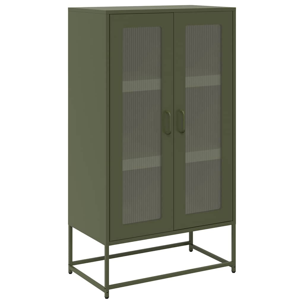 vidaXL Highboard Highboard Olivgrün 68x39x123 cm Stahl (1 St)