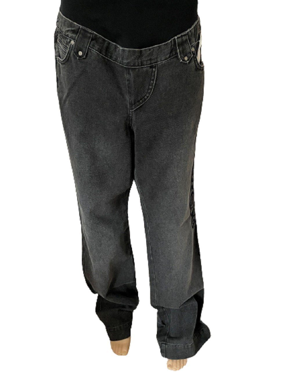 Collection Linique Umstandshose ORA-21050 grau Jeans mit Stickerei Stickerei auf Hosenbein