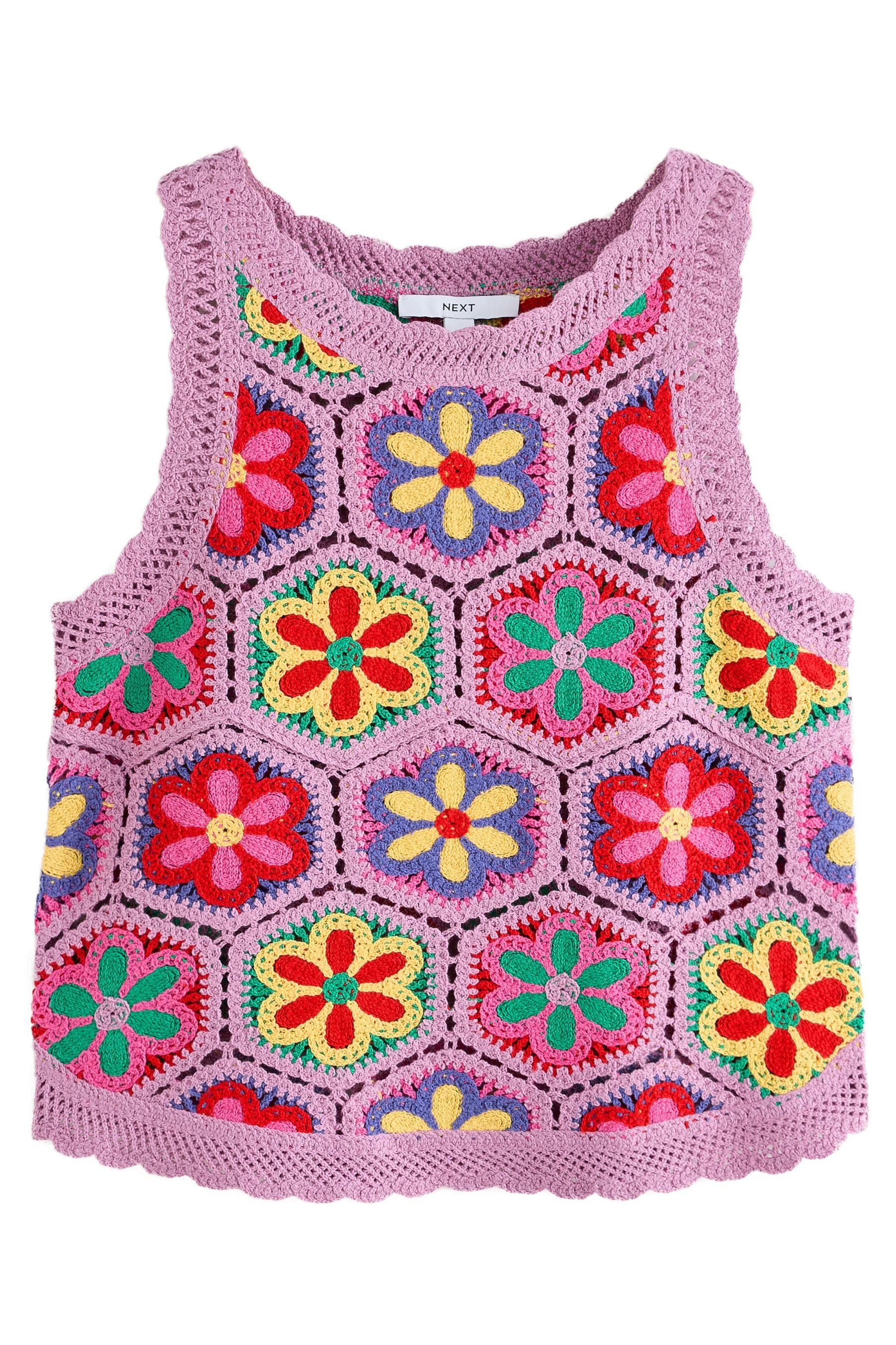 Next Trägertop Geblümtes Tanktop in Häkeloptik (1-tlg)