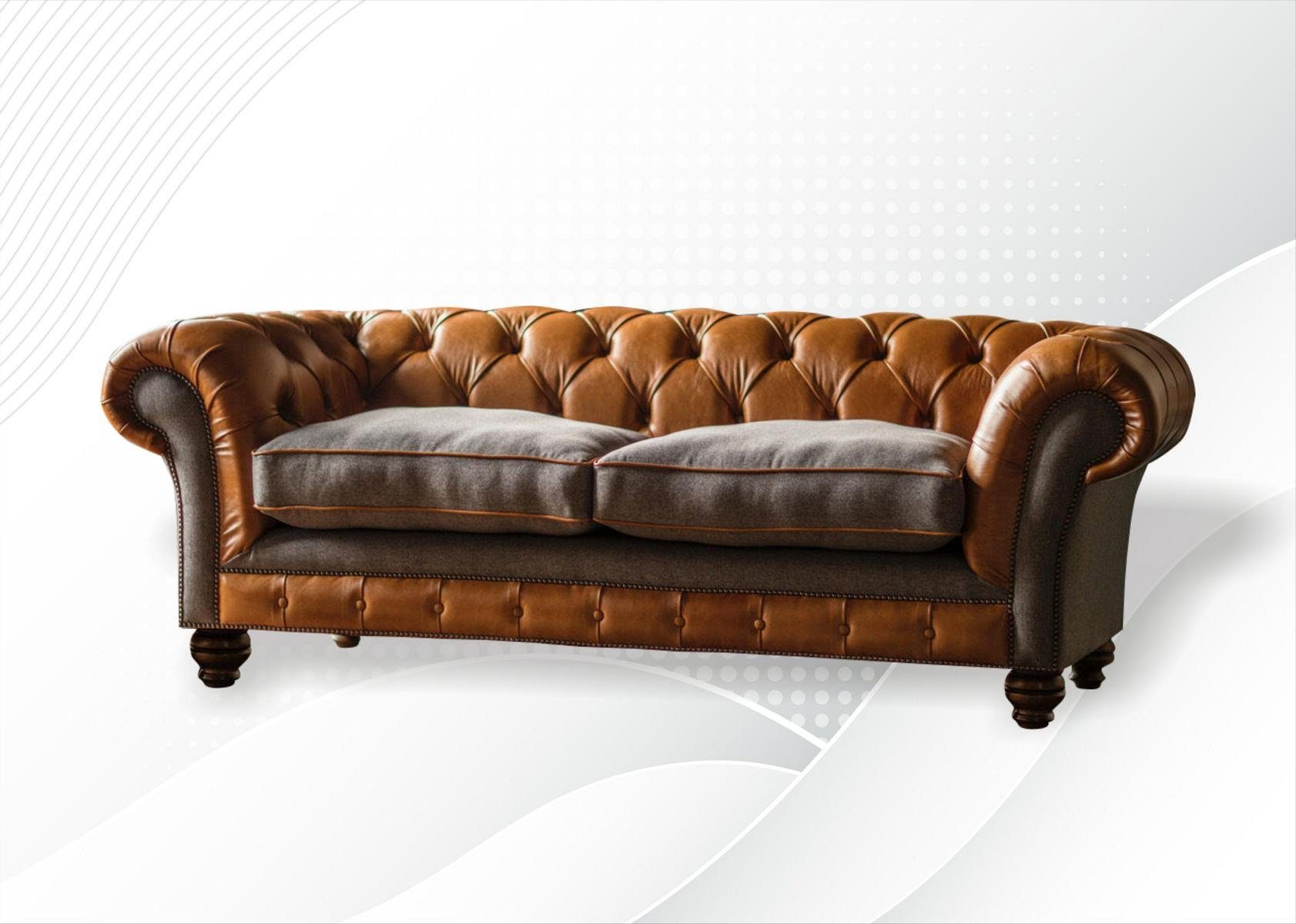 JVmoebel Chesterfield-Sofa, Chesterfield 3 Sitzer Couch Design Sofa Rückenlehne 220 cm, mit Knöpfen. Die