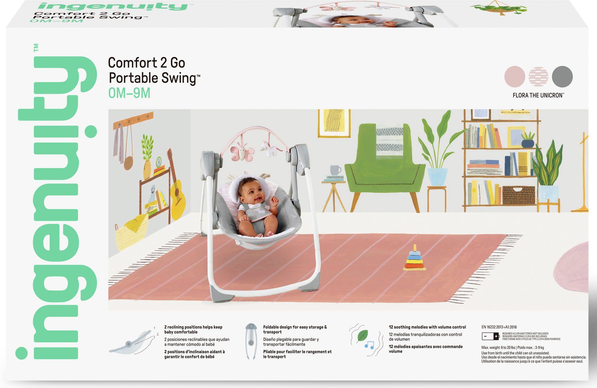 ingenuity Babyschaukel Comfort 2 Go, Flora Unicorn, tragbar günstig online kaufen