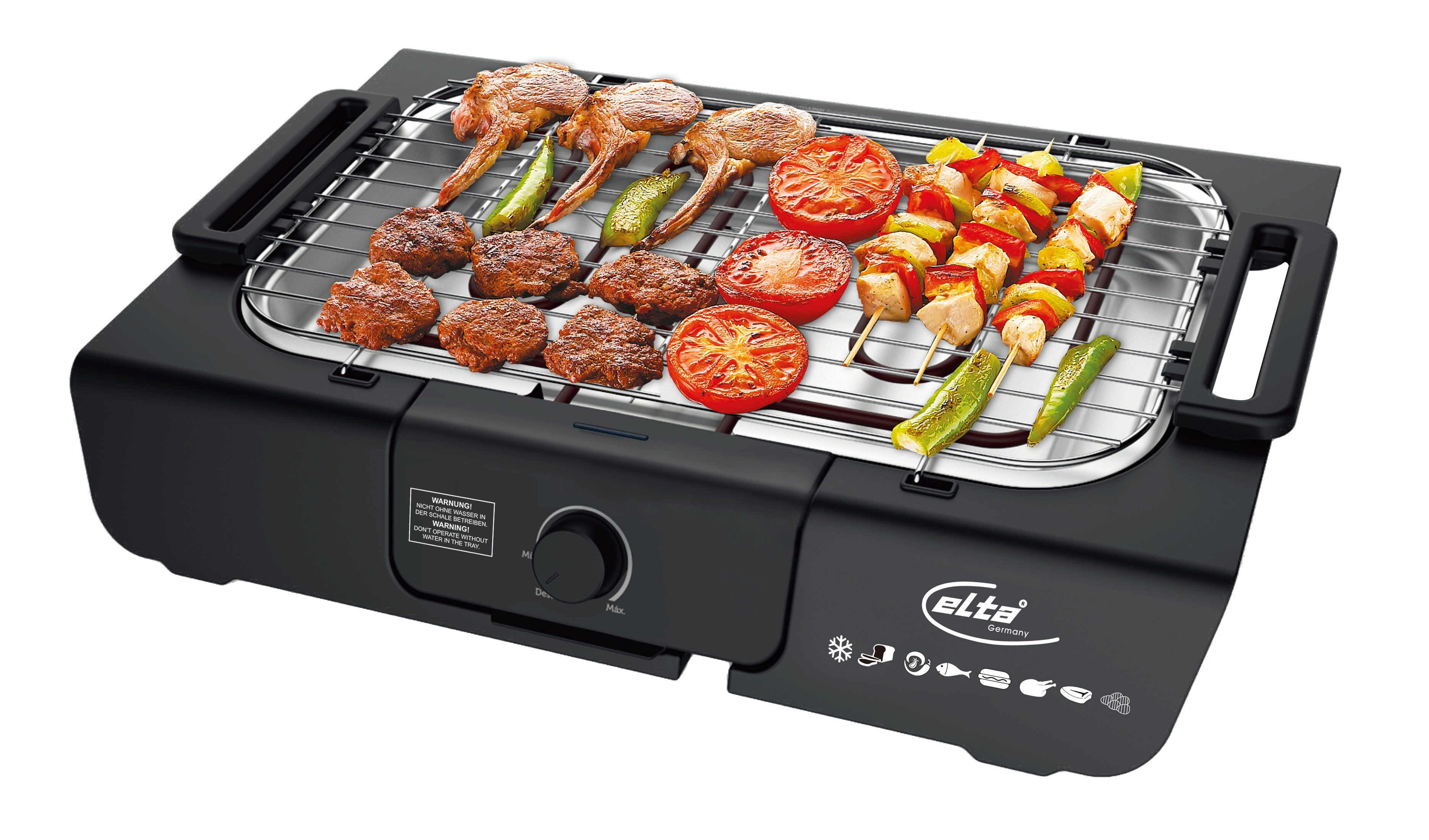 Elta Tischgrill ELTA Elektrischer Grill 2000W BBQ Tischgrill Elektrogrill Gartengrill, 2000,00 W, Grillrost ist herausnehmbar und Spülmaschinen fest