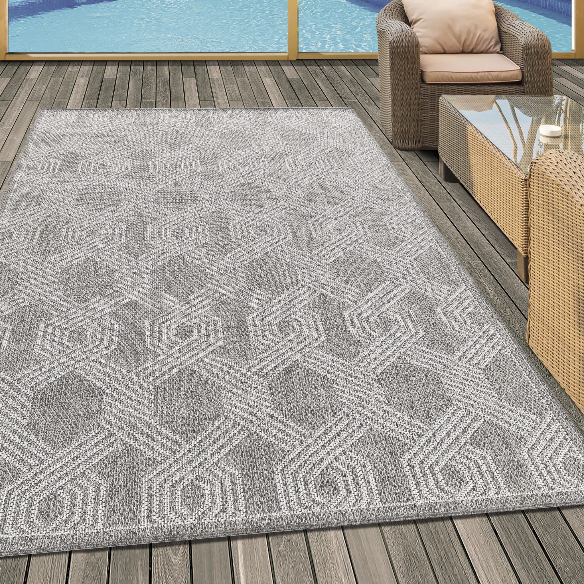 Teppich Miovani Outdoorteppich Sisal Terrasse, Gartenteppich Muster