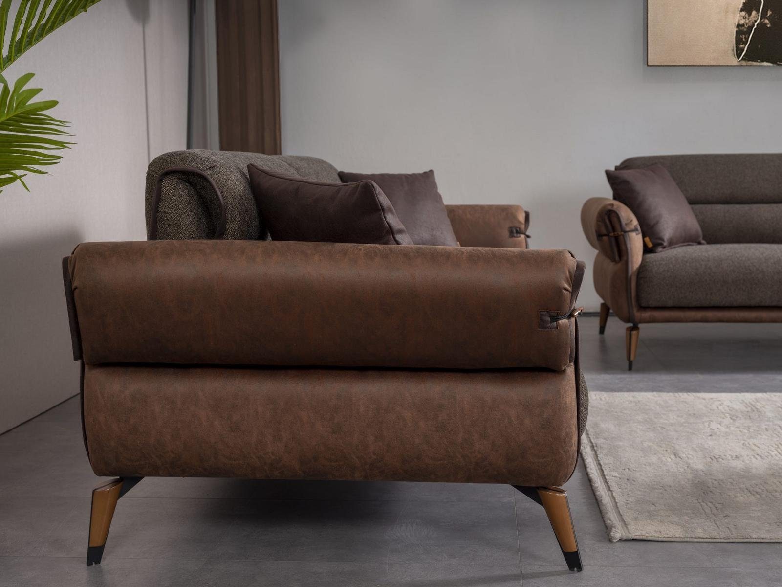 in Neu Europa Braun Wohnzimmer Couch Teile, JVmoebel Sofa 1 Made Einrichtung, Zweisitzer Sofa Polstermöbel