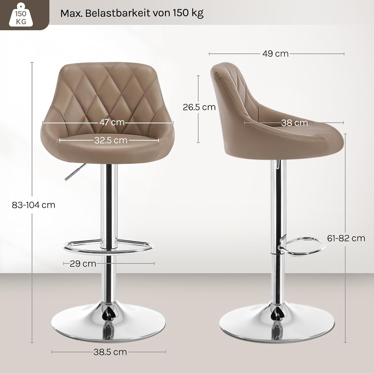 Woltu Barhocker (1 St), gepolsterte Sitzfläche Höhenverstellbar 360° Drehbar