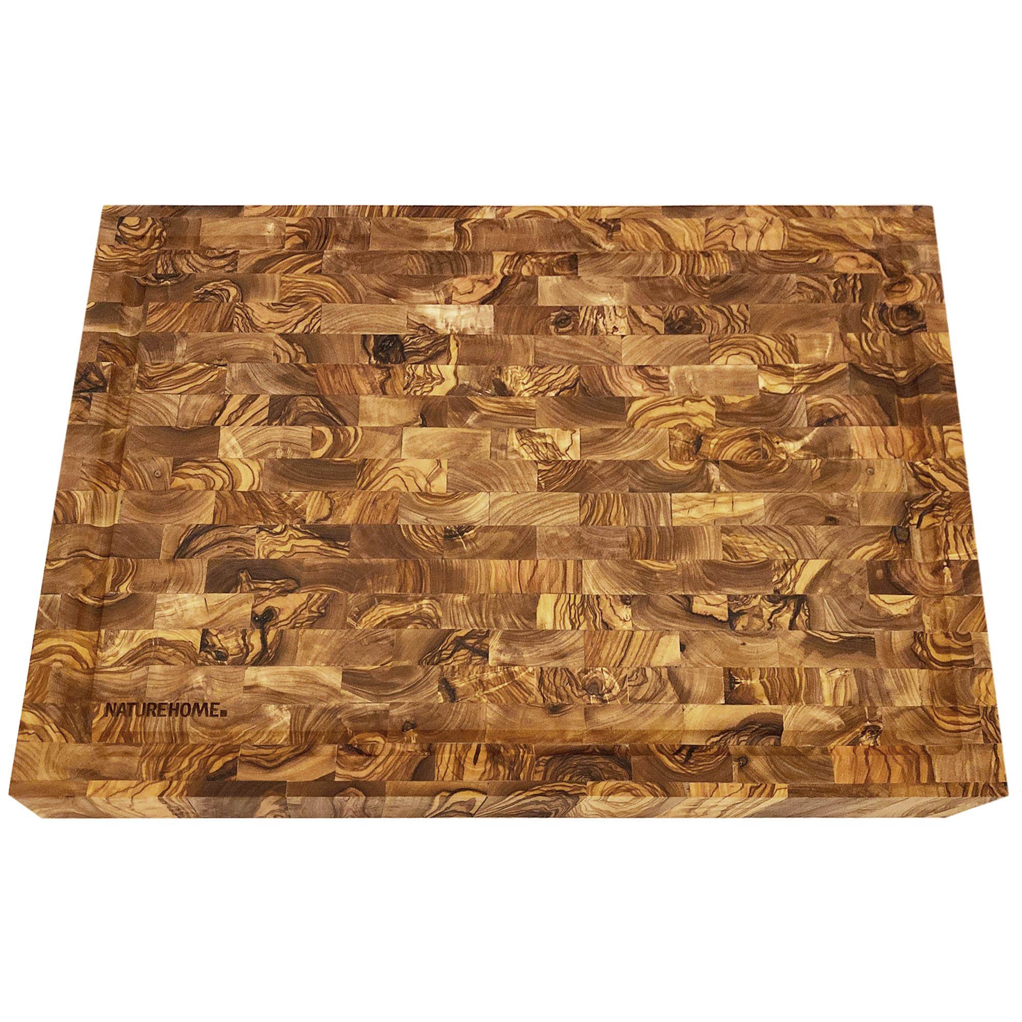 Schneidebrett PRESTIGE Hackblock Holzbrett Olivenholz 40x30x4,5cm