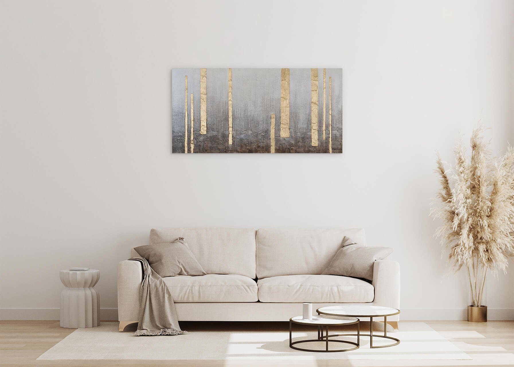 KUNSTLOFT Accent 100% 120x60 cm, Wandbild Leinwandbild Gemälde HANDGEMALT Wohnzimmer Solar
