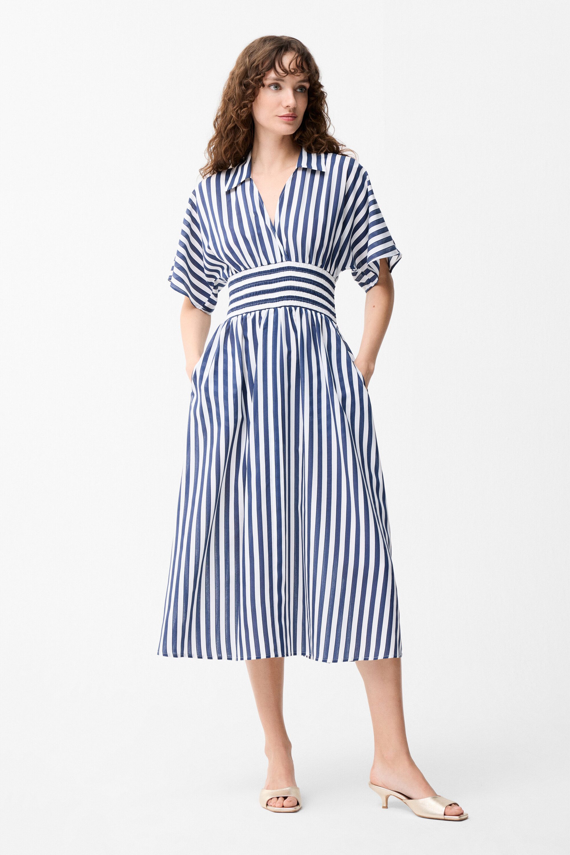 adL Hemdblusenkleid Langes Hemdblusenkleid mit Streifen