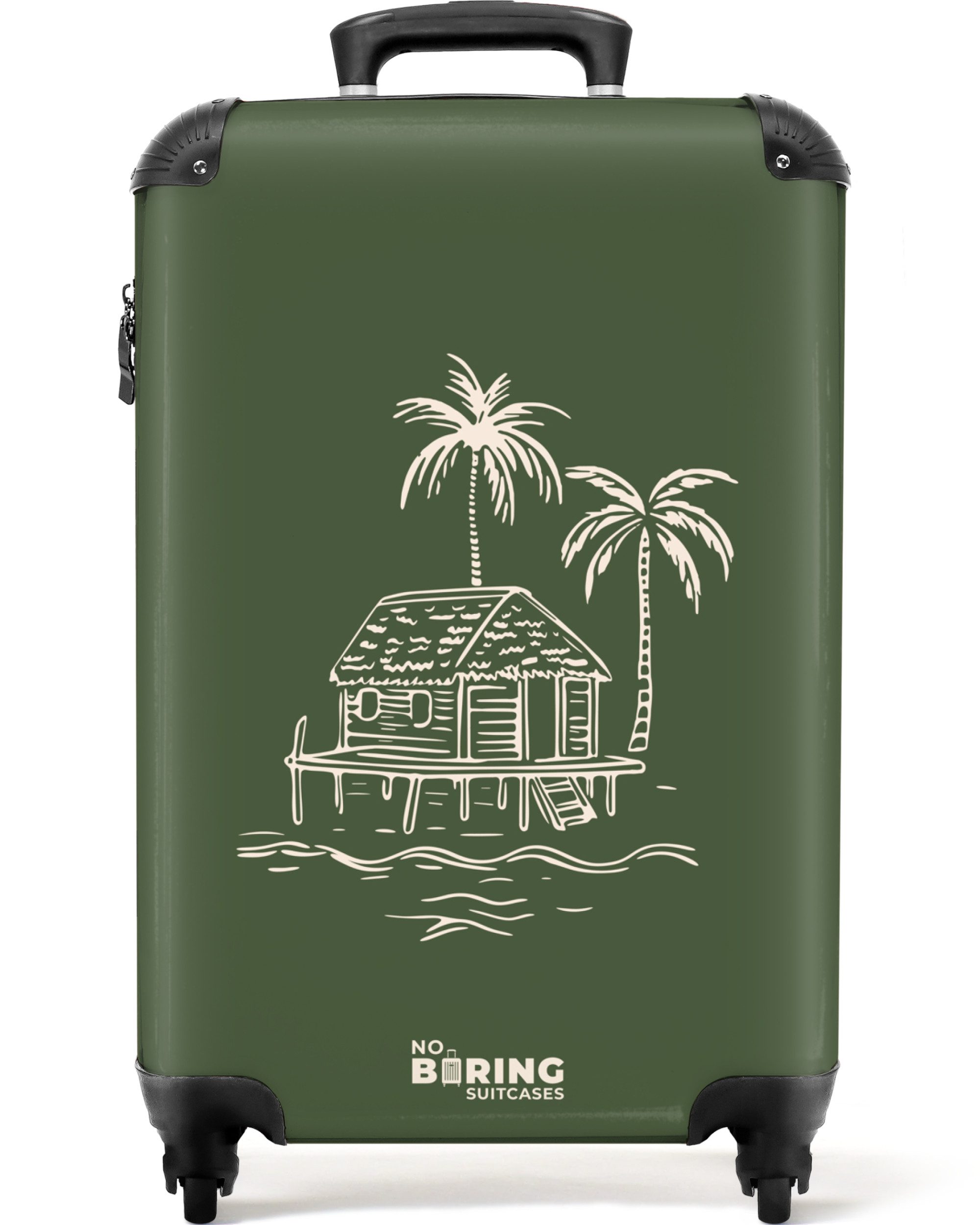 NoBoringSuitcases.com© Hartschalen-Trolley Strandhaus in Grün mit günstig online kaufen