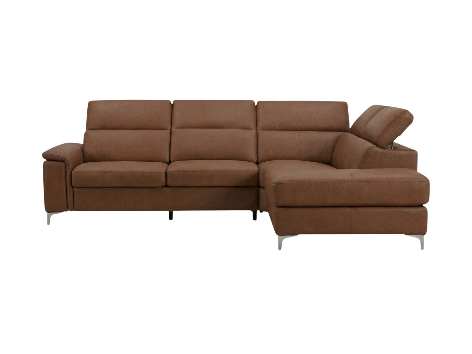 Villa Möbel Ecksofa Avenger, L-Form 1 Teile, Echtleder-Ecksofa mit Kopfteilverstellung fürs Wohnzimmer