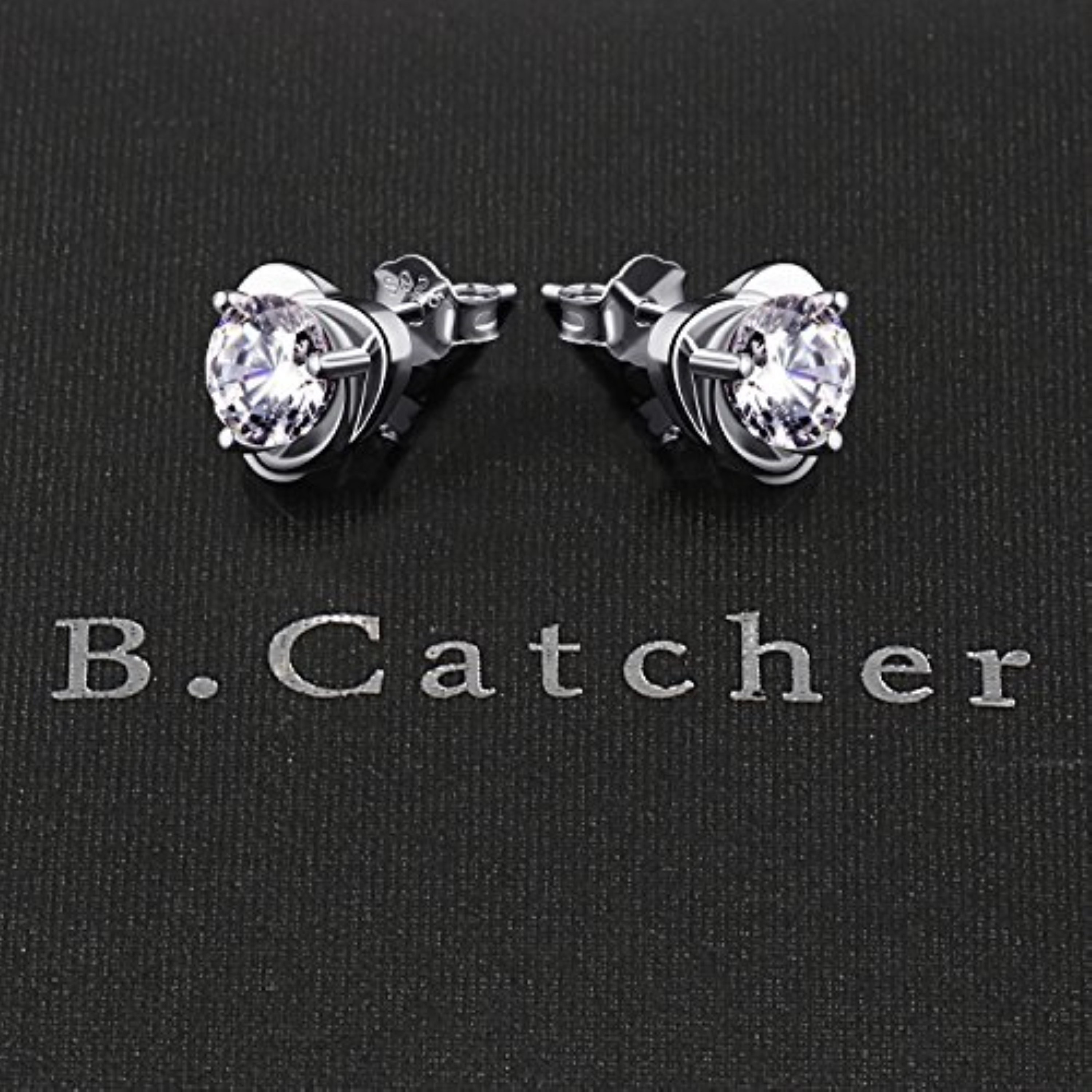 B. Catcher Paar Ohrstecker Herz Ohrringe Damen 925 Silber Ohrstecker - Zirkonia Schmuck (1 Paar Ohrstecker-Set inkl. Geschenkbox, 2-tlg., 1 Paar Ohrstecker mit Zirkonia-Steine, Geschenkverpackung), Hochwertige Verarbeitung