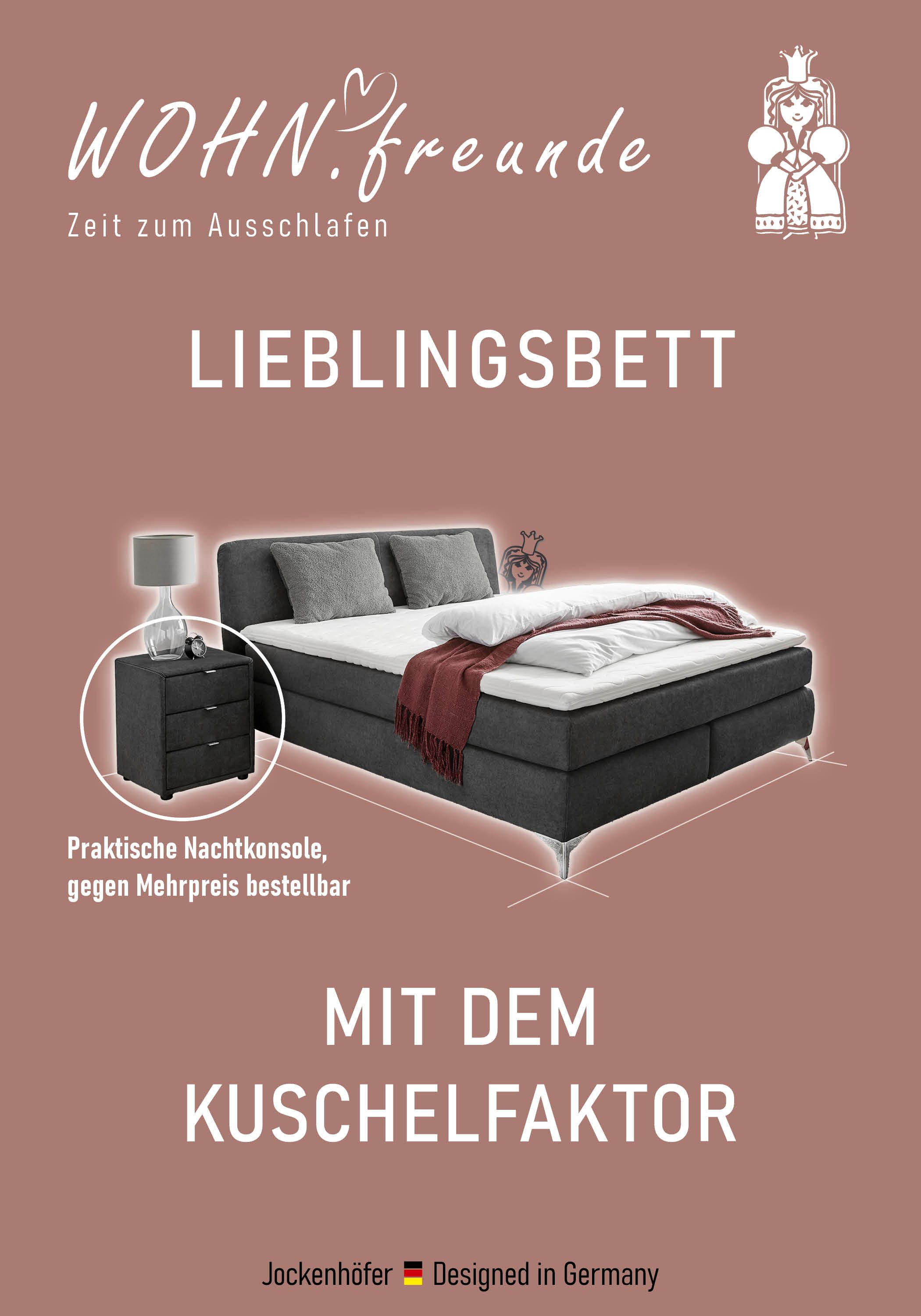 Jockenhöfer Gruppe Boxspringbett "Elfie" inkl. Topper, erhältlich in den Breiten 90,140 & 180cm und diversen Farbvarianten