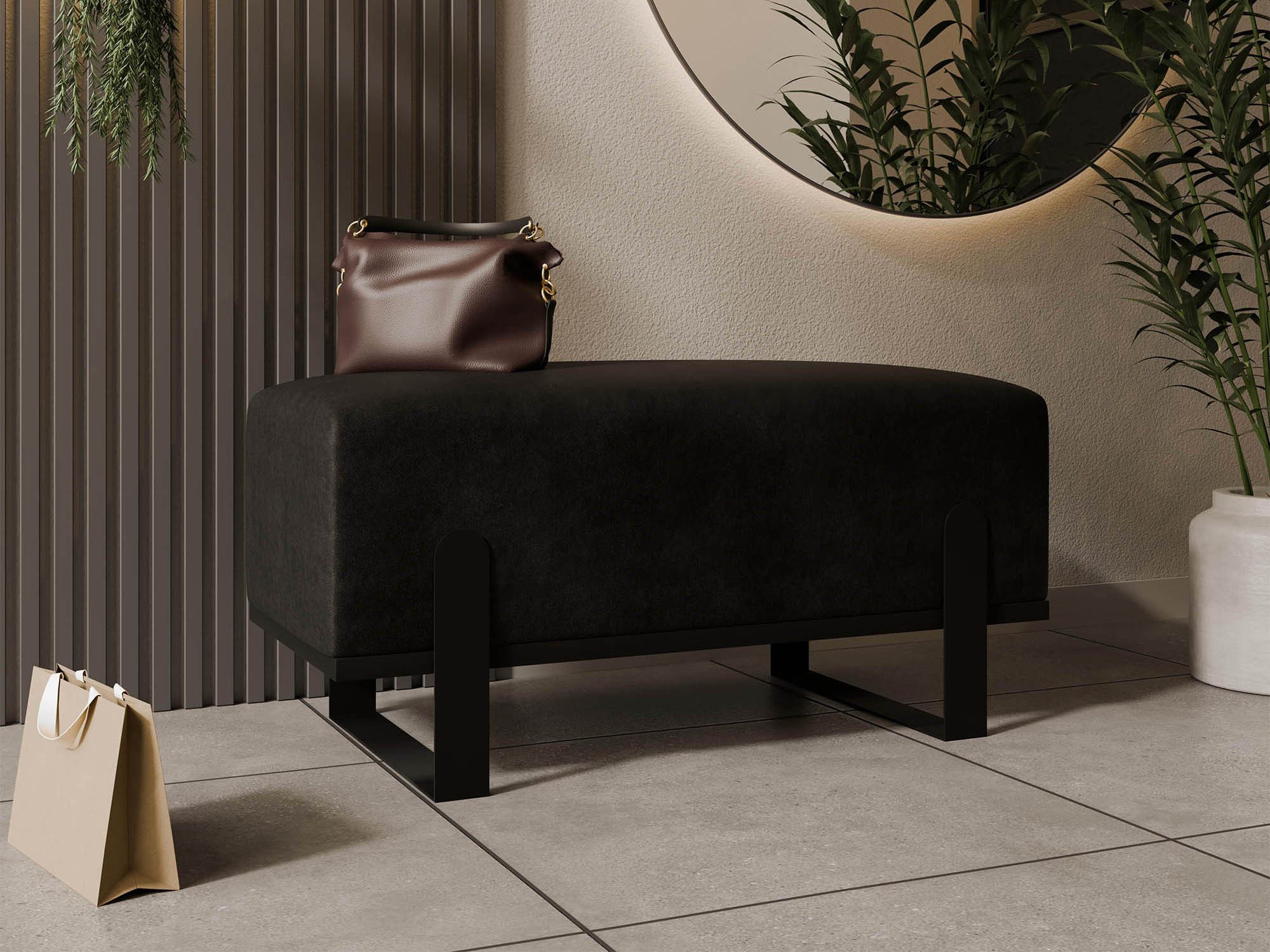 Beautysofa Polsterbank MELISSA mit Metallgestell, Sitzbank, Bouclé, Chenille oder Samt (Modernes Design), Stabiles Metallgestell: Schwarz oder Kaschmir