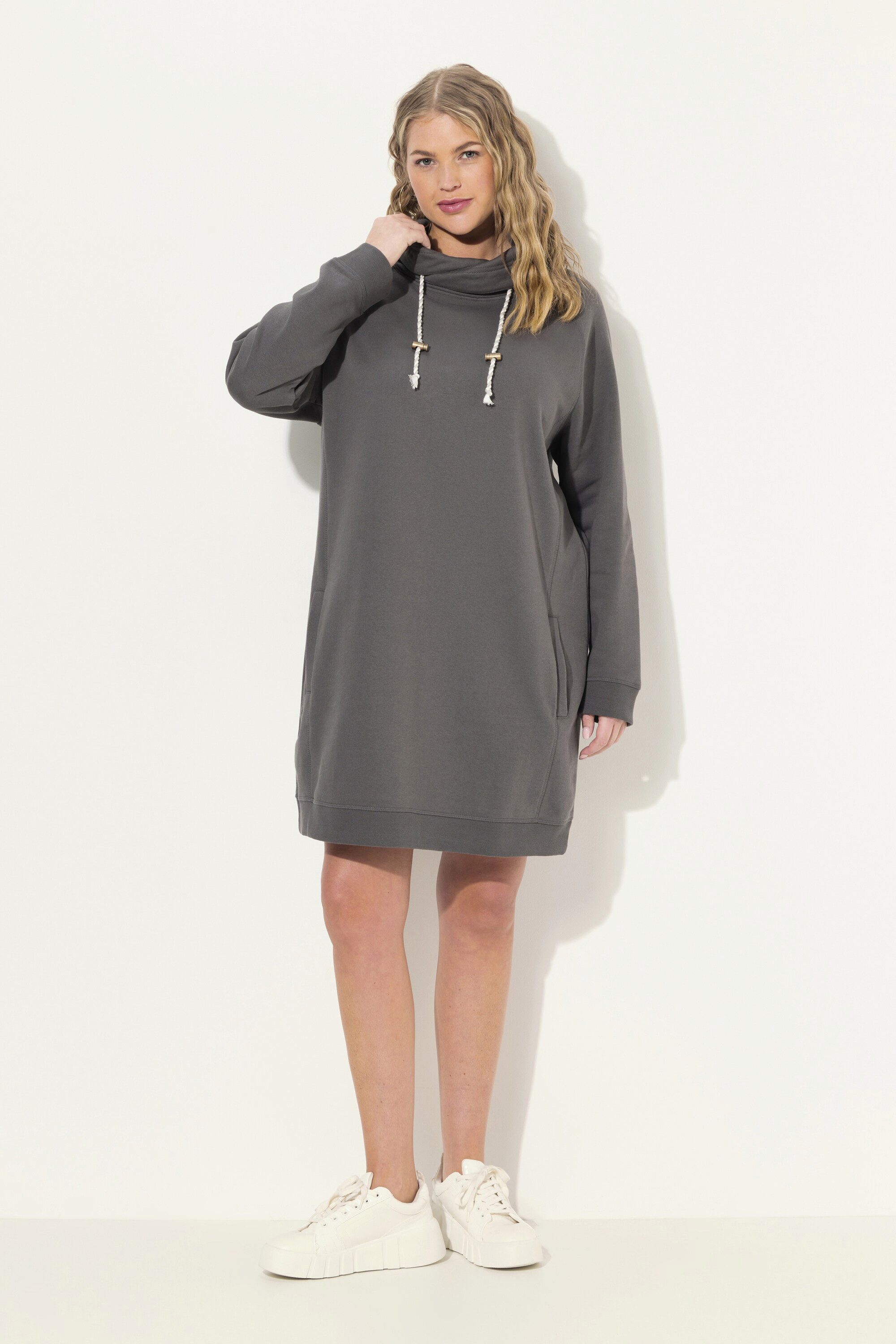 Ulla Popken Jerseykleid Sweatkleid Stehkragen Langarm günstig online kaufen