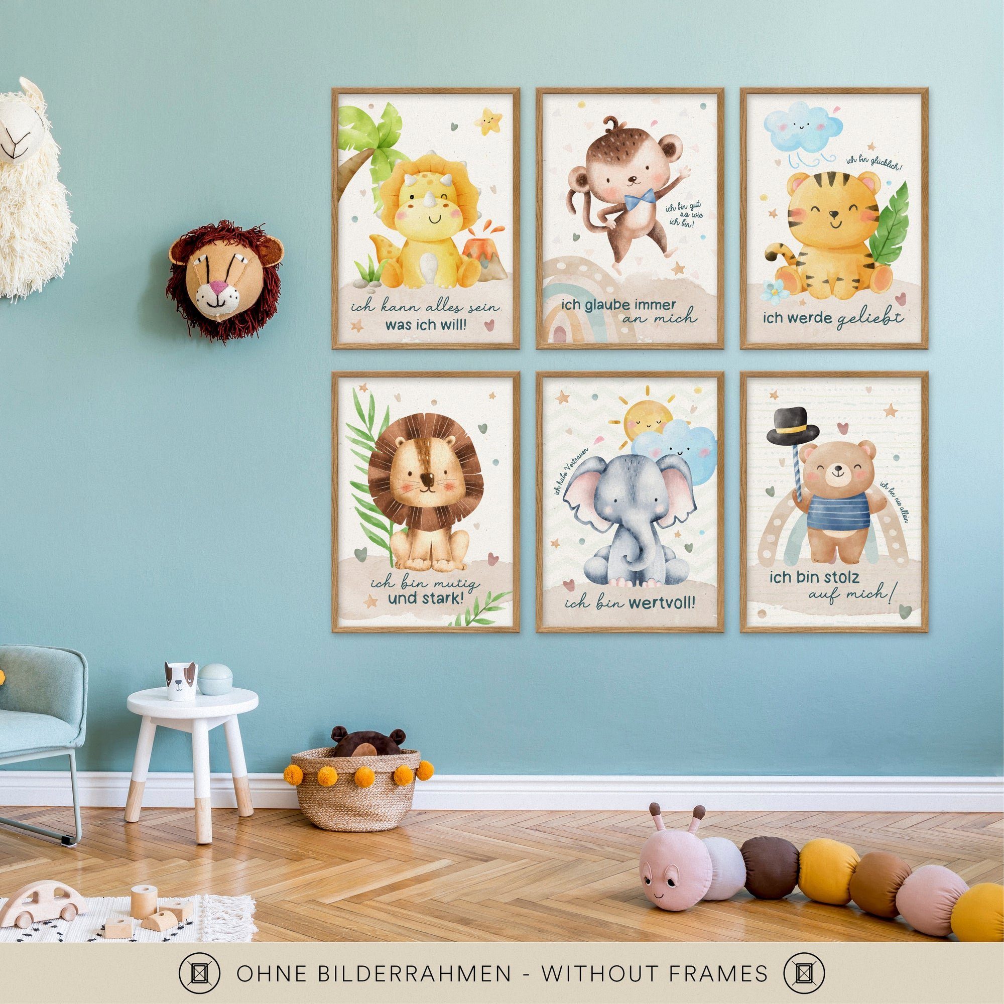 Affirmationen Kinder Poster Größen im 6 Set - (moderne Jungen, verschiedene St), Wandbilder, ARTFAVES