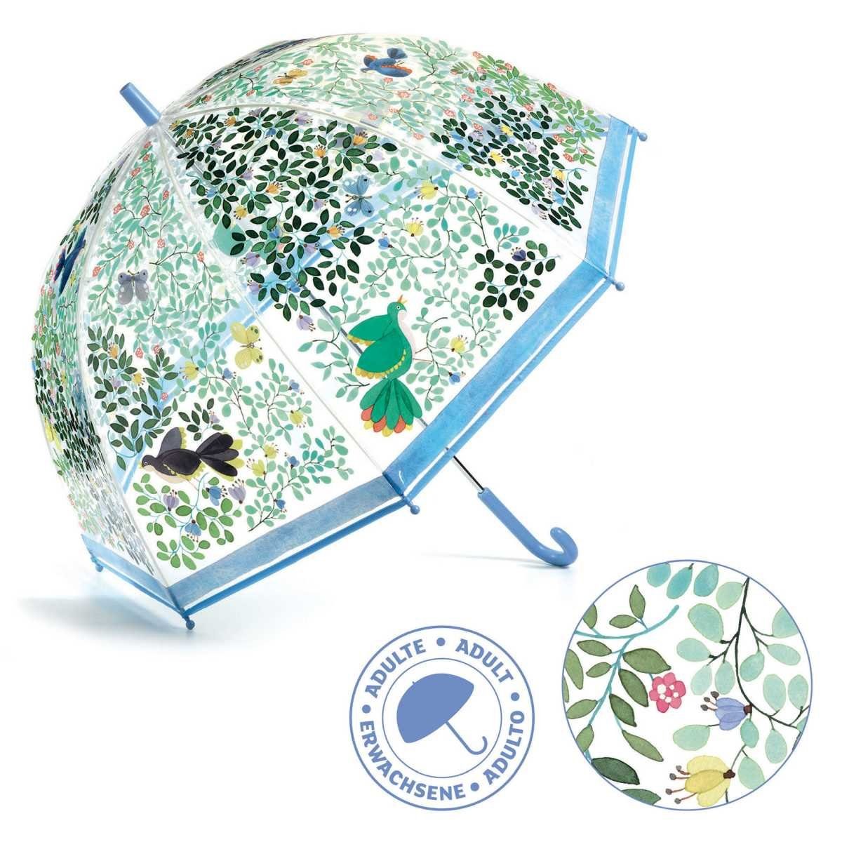 DJECO Stockregenschirm Wilde Vögel Erwachsene Regenschirm für DD04721