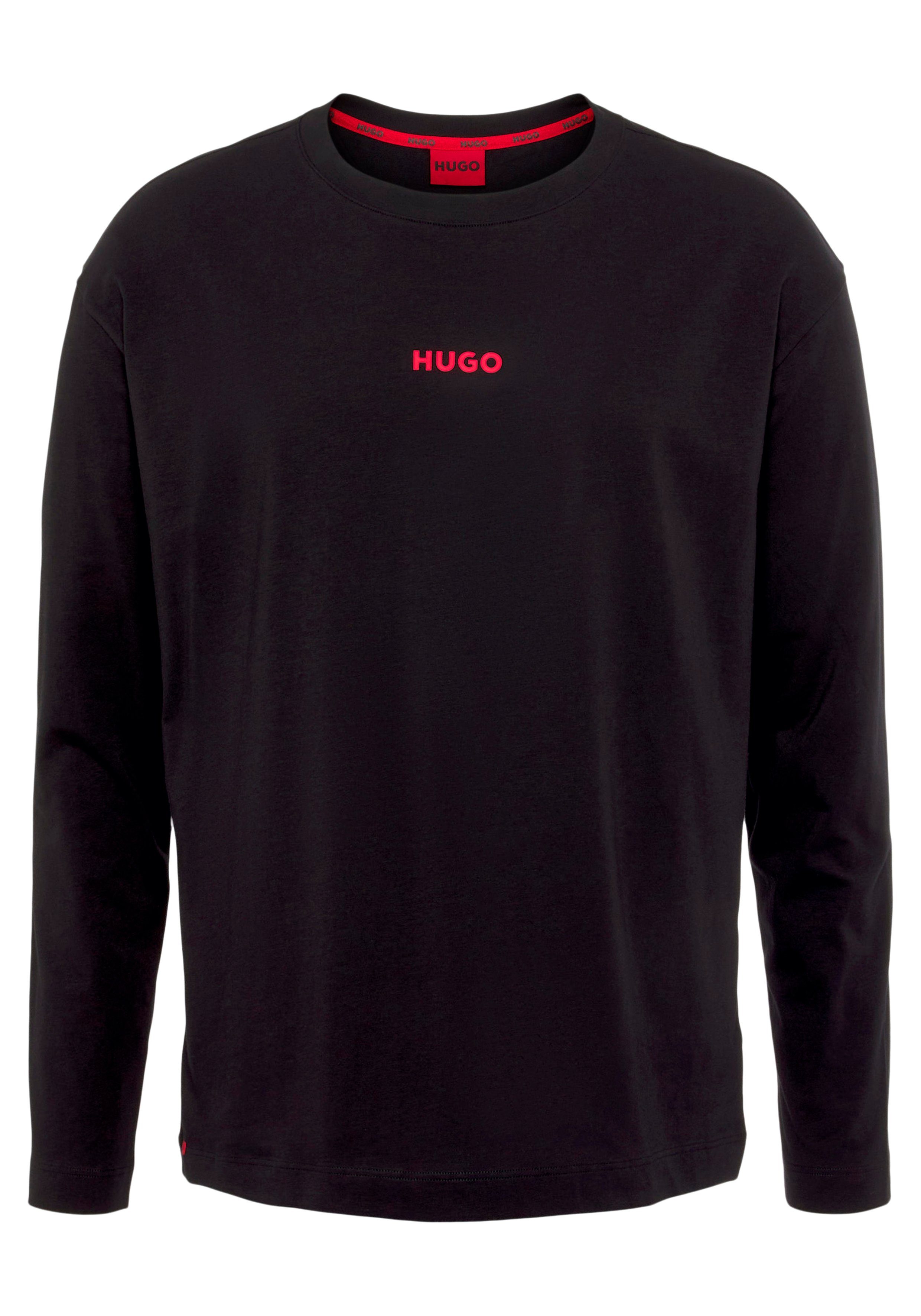 mit HUGO Black Linked LS-Shirt Langarmshirt Logodruck HUGO